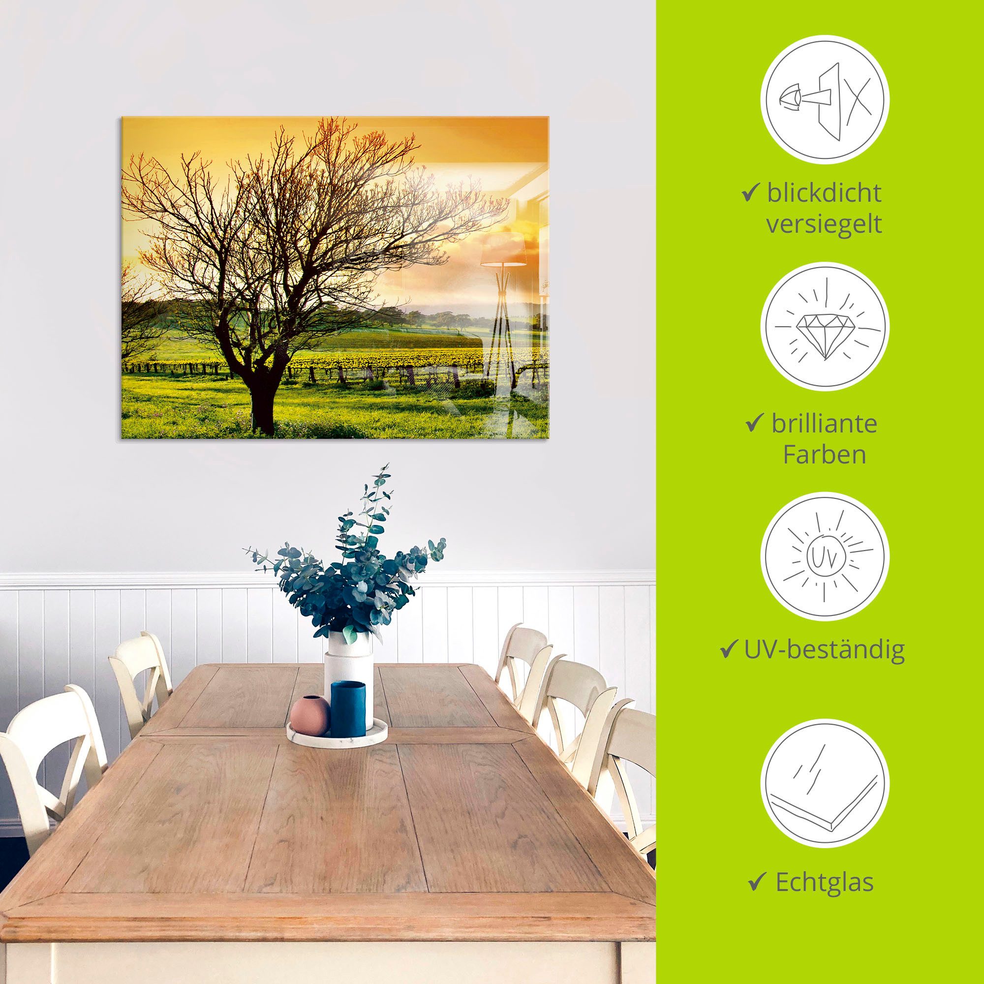 Artland Print op glas Landschap met wijnbergen