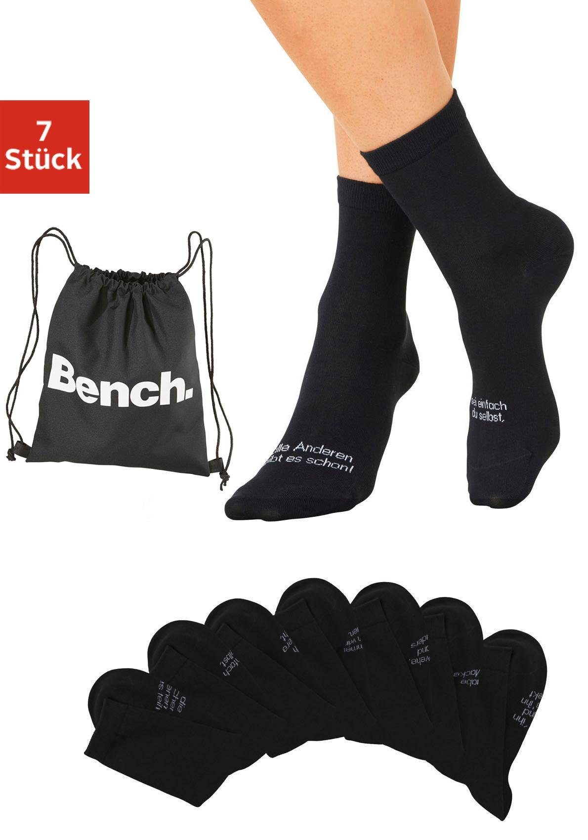 Bench. Sokken met gymtasje (set, 7 paar) dames sokken maat 39-42 zwart
