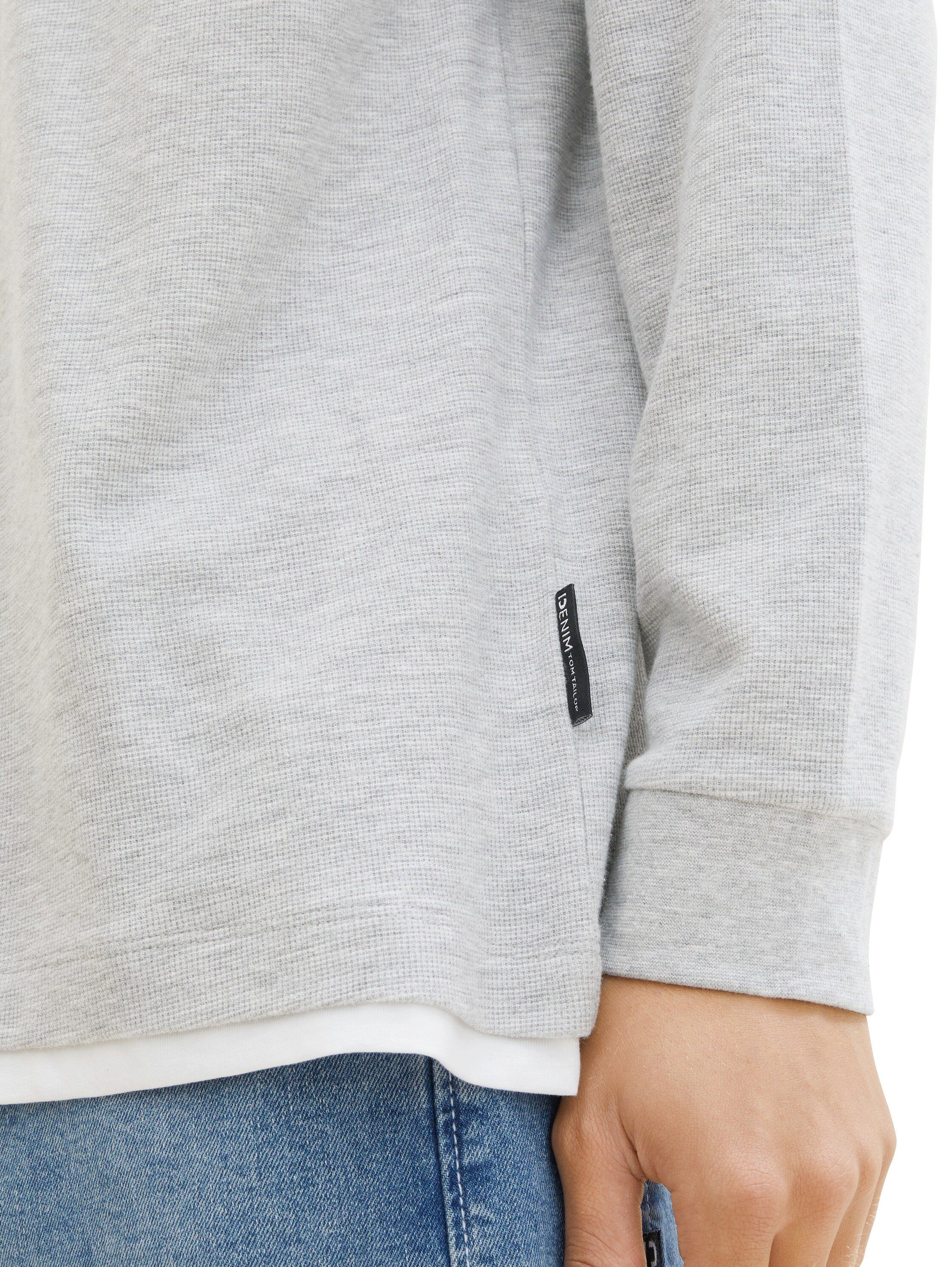 Tom Tailor Denim 2-in-1-shirt met lange mouwen gemeleerd, met ronde hals