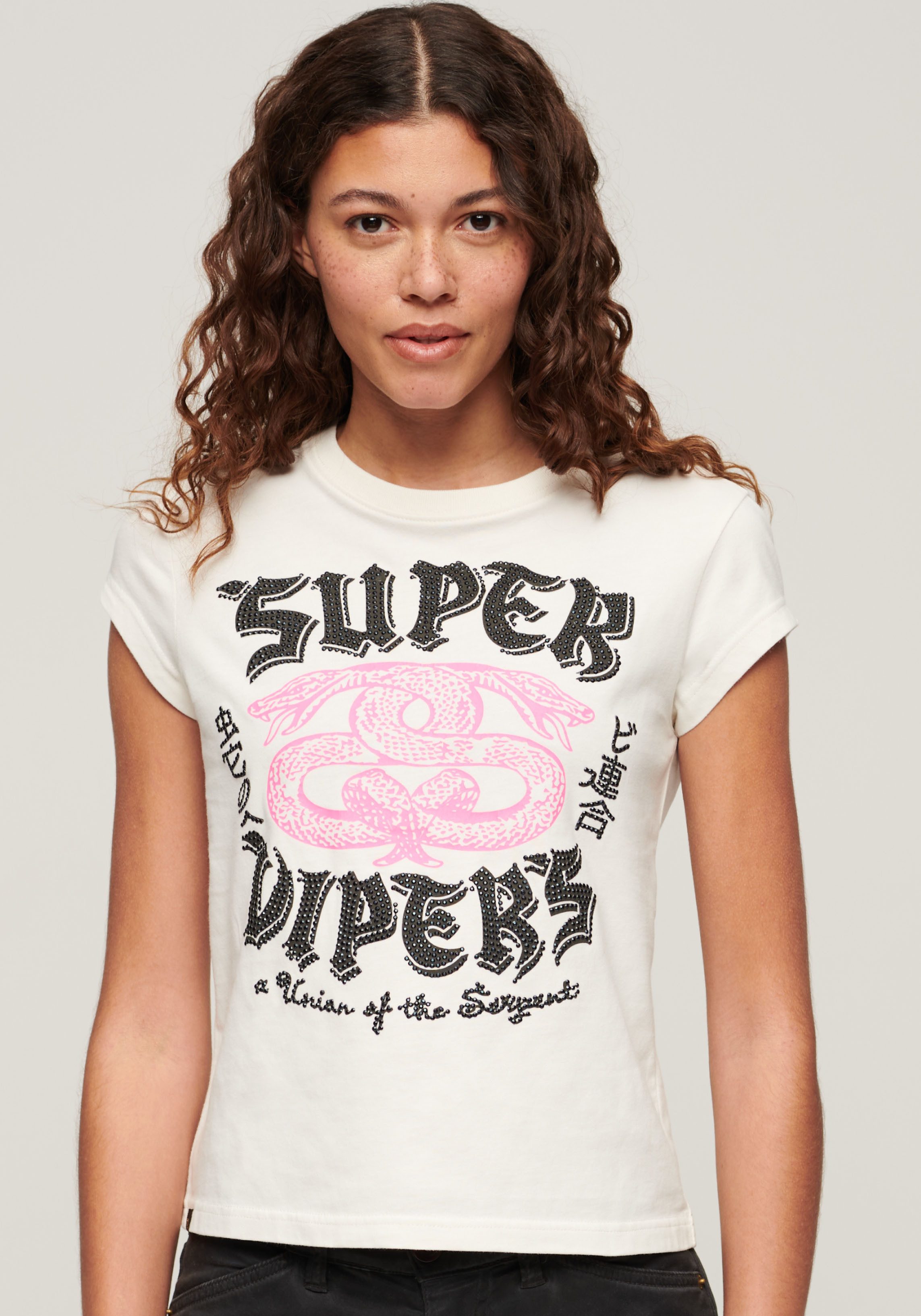 Superdry Shirt met korte mouwen EMBELLISHED POSTER CAP SLV TEE