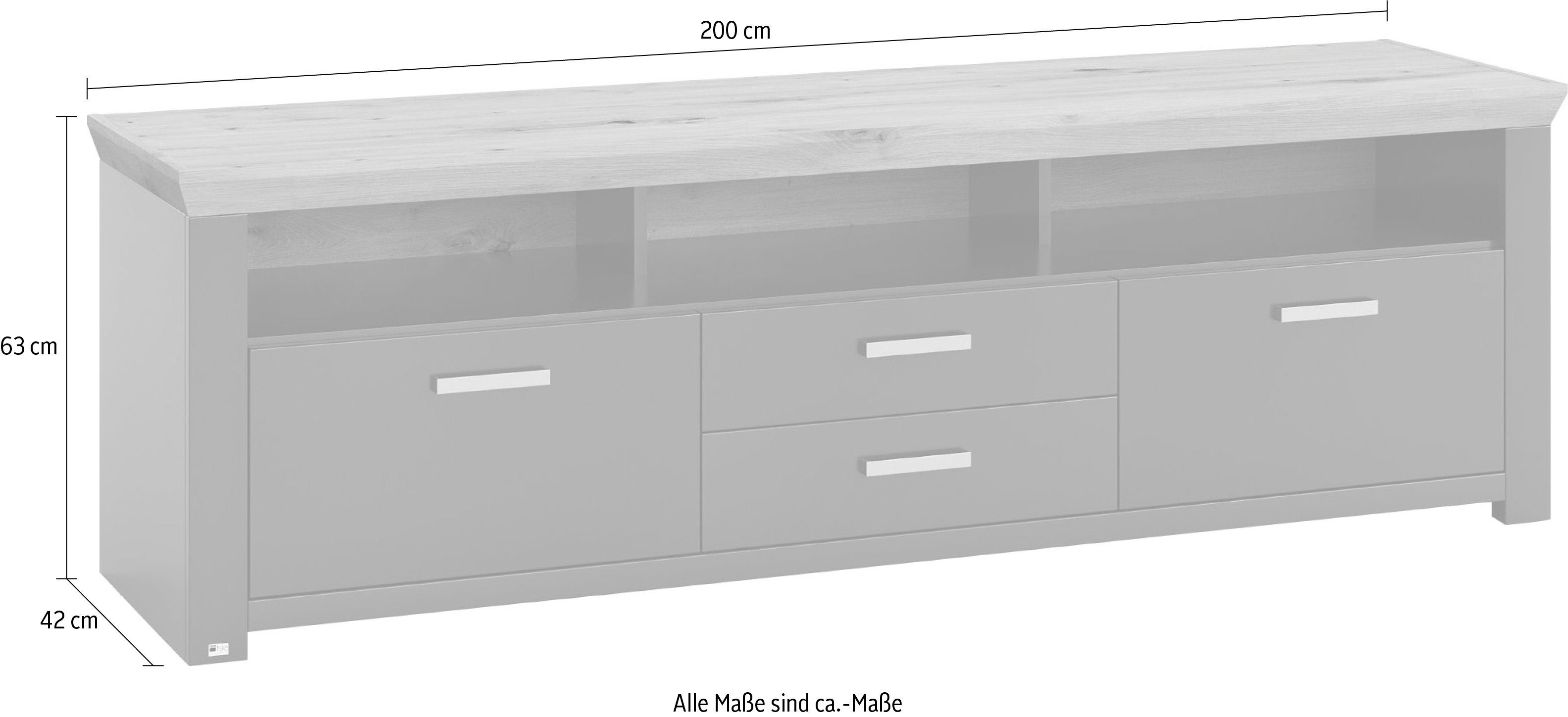 set one by Musterring Tv-meubel York Type 35, met 4 laden, verlichting optioneel, breedte 200 cm