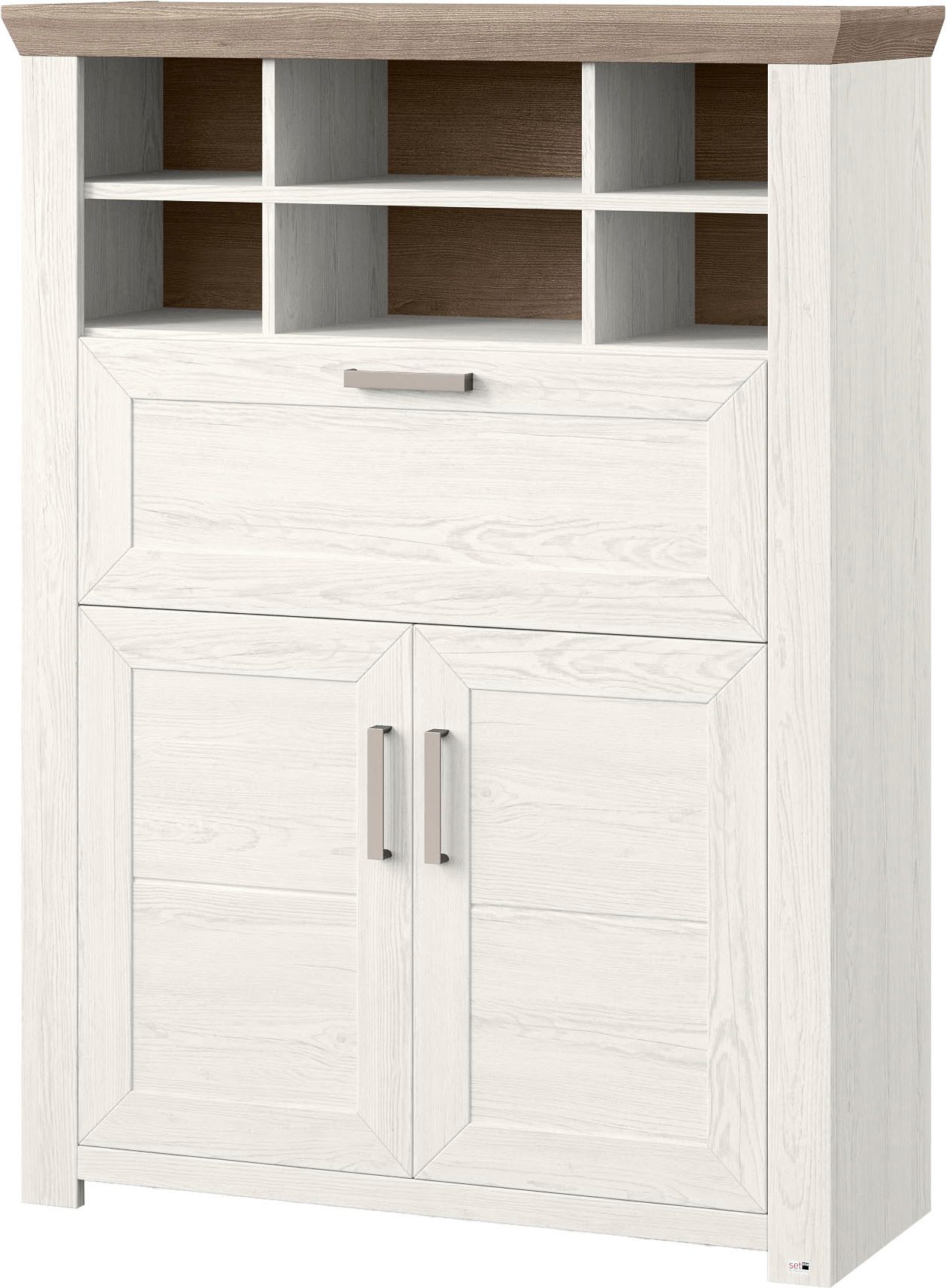 set one by Musterring Highboard York Type 15, met houten deuren en klep, verlichting optioneel, breedte 105 cm