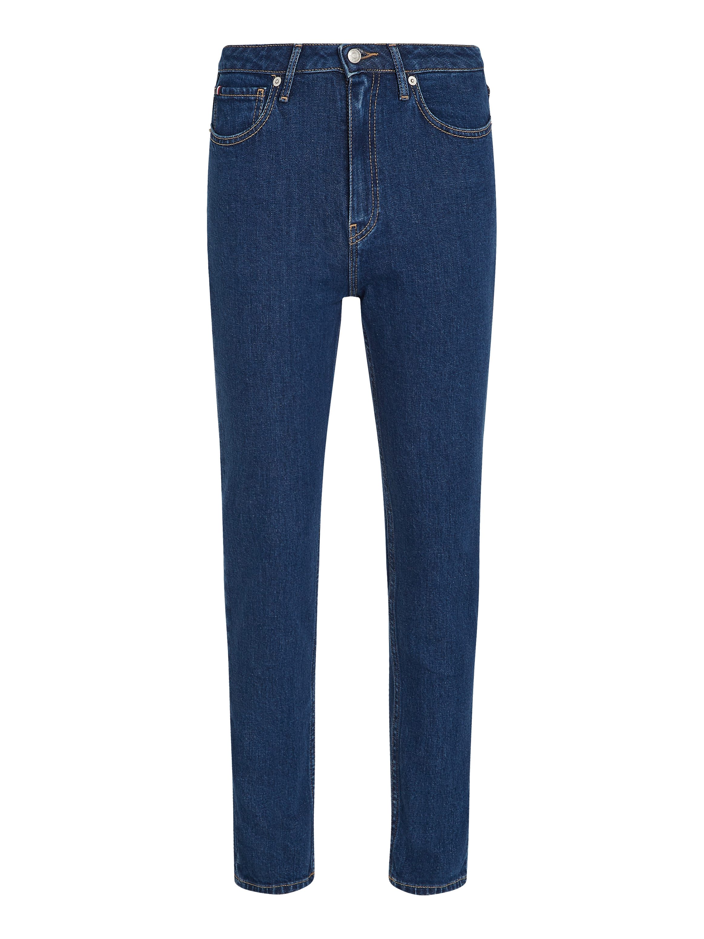 Tommy Hilfiger Slim fit jeans Slim Cigarette High Waist met logo-badge, in blauwe wassing