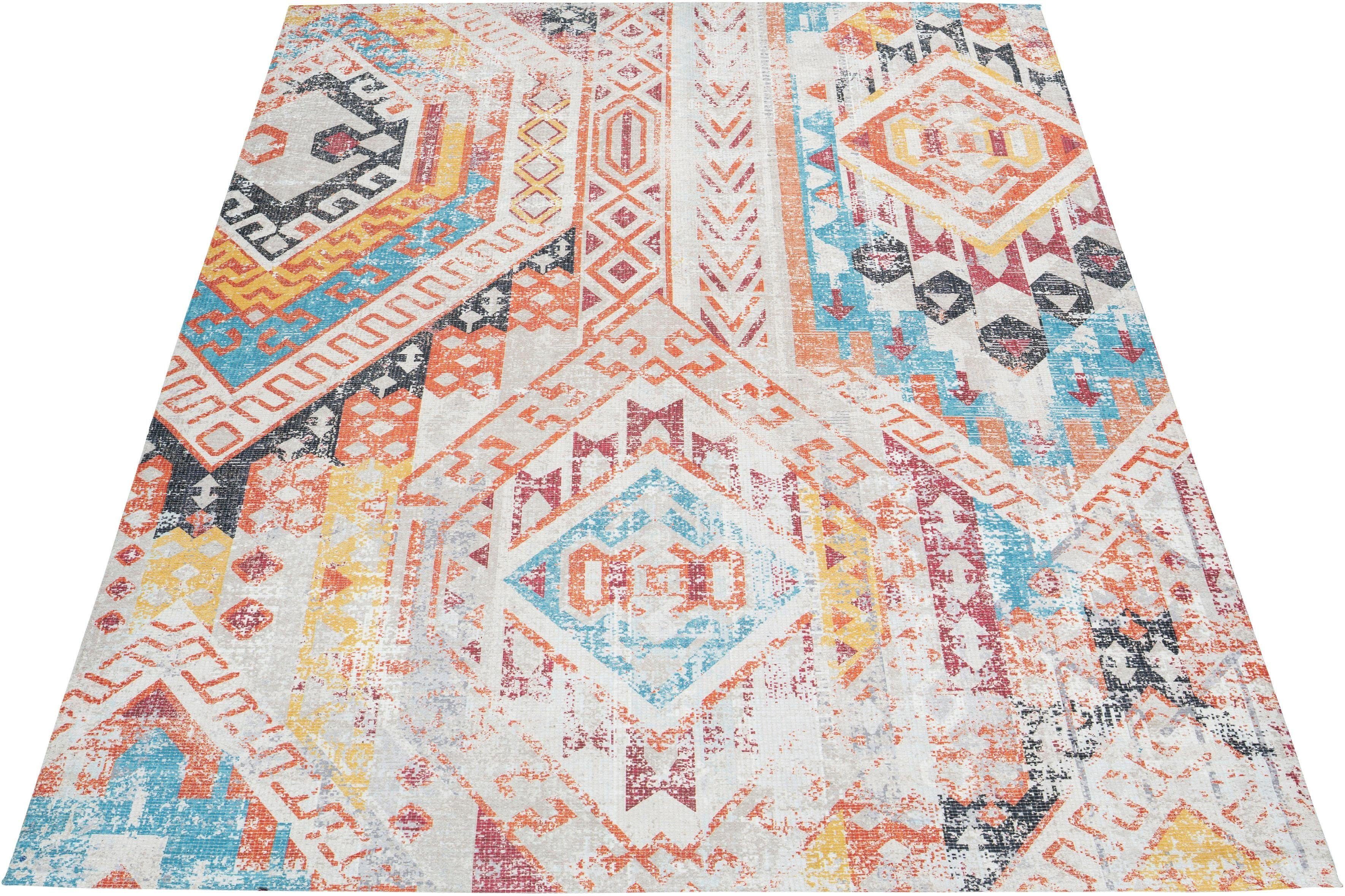 my home Vloerkleed Ruben Vintage, stijlvolle glans, plat vloerkleed, multicolour, zacht