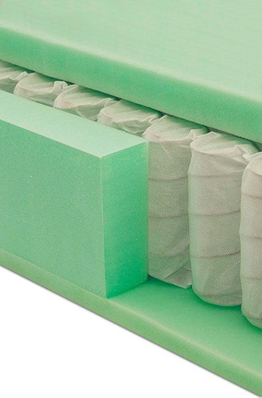 grüne betten Boxspring Ella met pocketveringsmatras, topmatras en sierkussen, 100% veganistisch