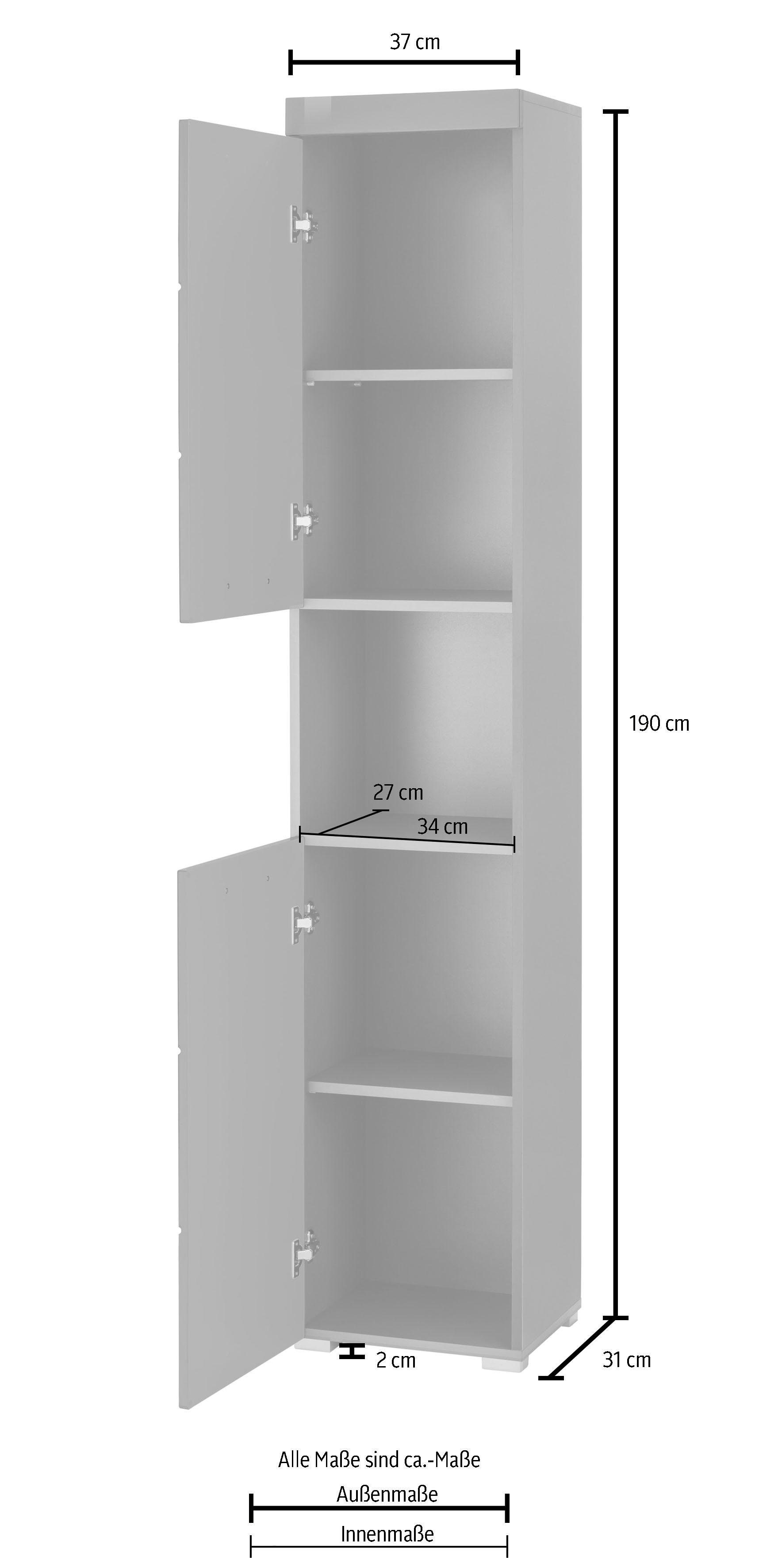 INOSIGN Hoge kast Avena Badkamer hoge kast met open vak, 2 deuren en 2 planken