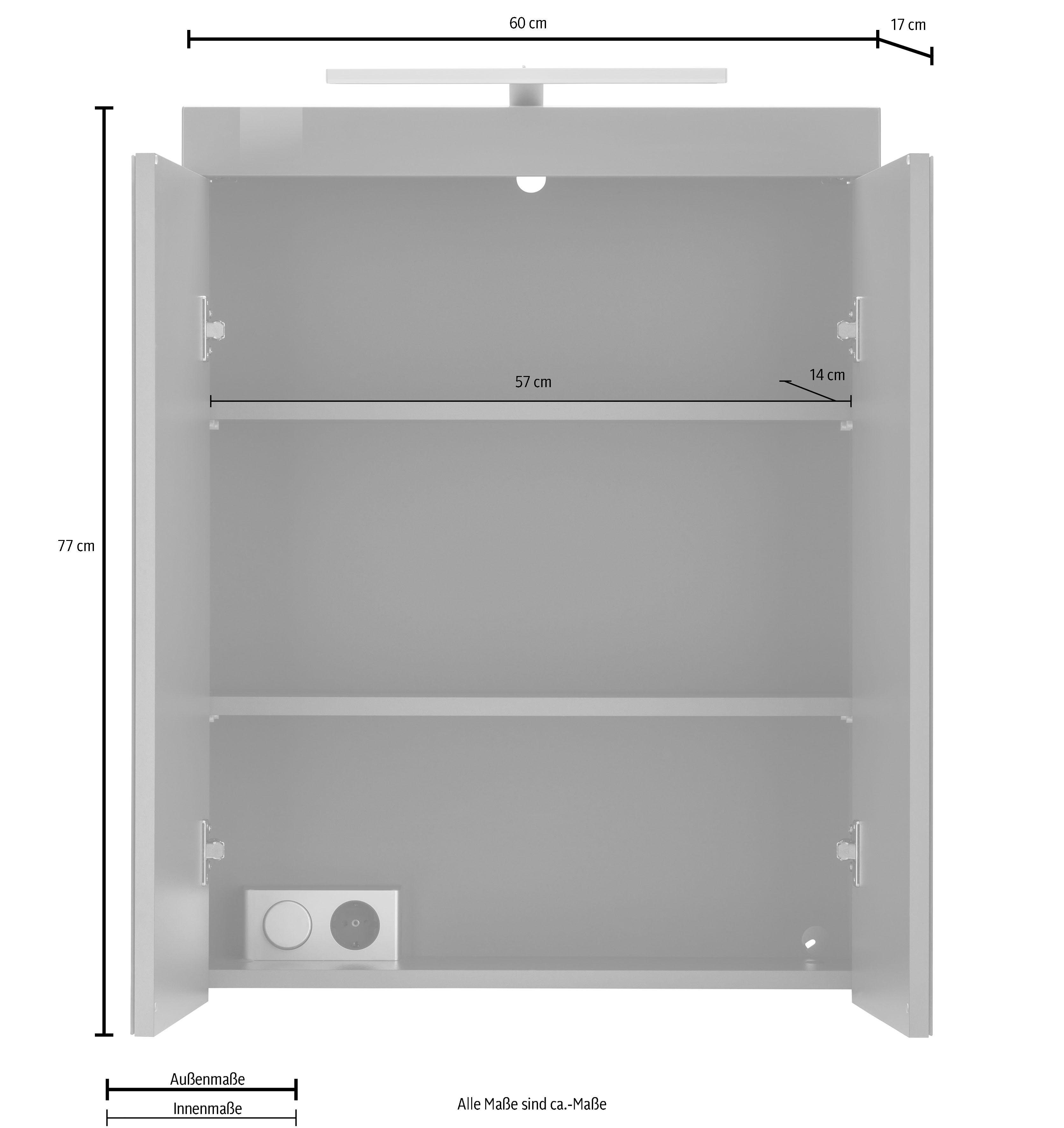 INOSIGN Spiegelkast Avena Badkamerkast optioneel met LED-verlichting - (B/D/H) 60/17/77 cm