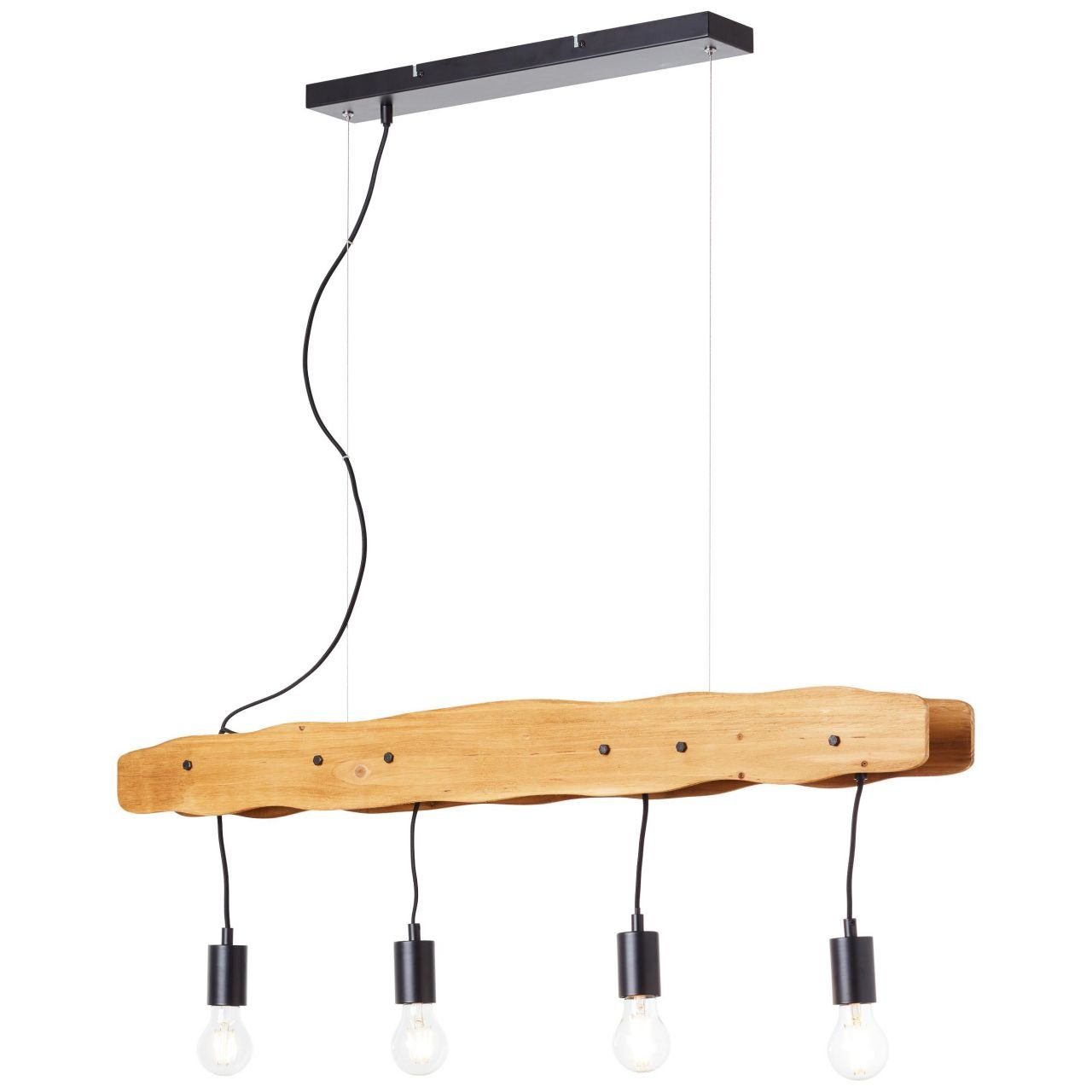 Brilliant Leuchten Hanglamp BAKER Hanglamp 4 fittingen zwart/houtkleur (1 stuk)