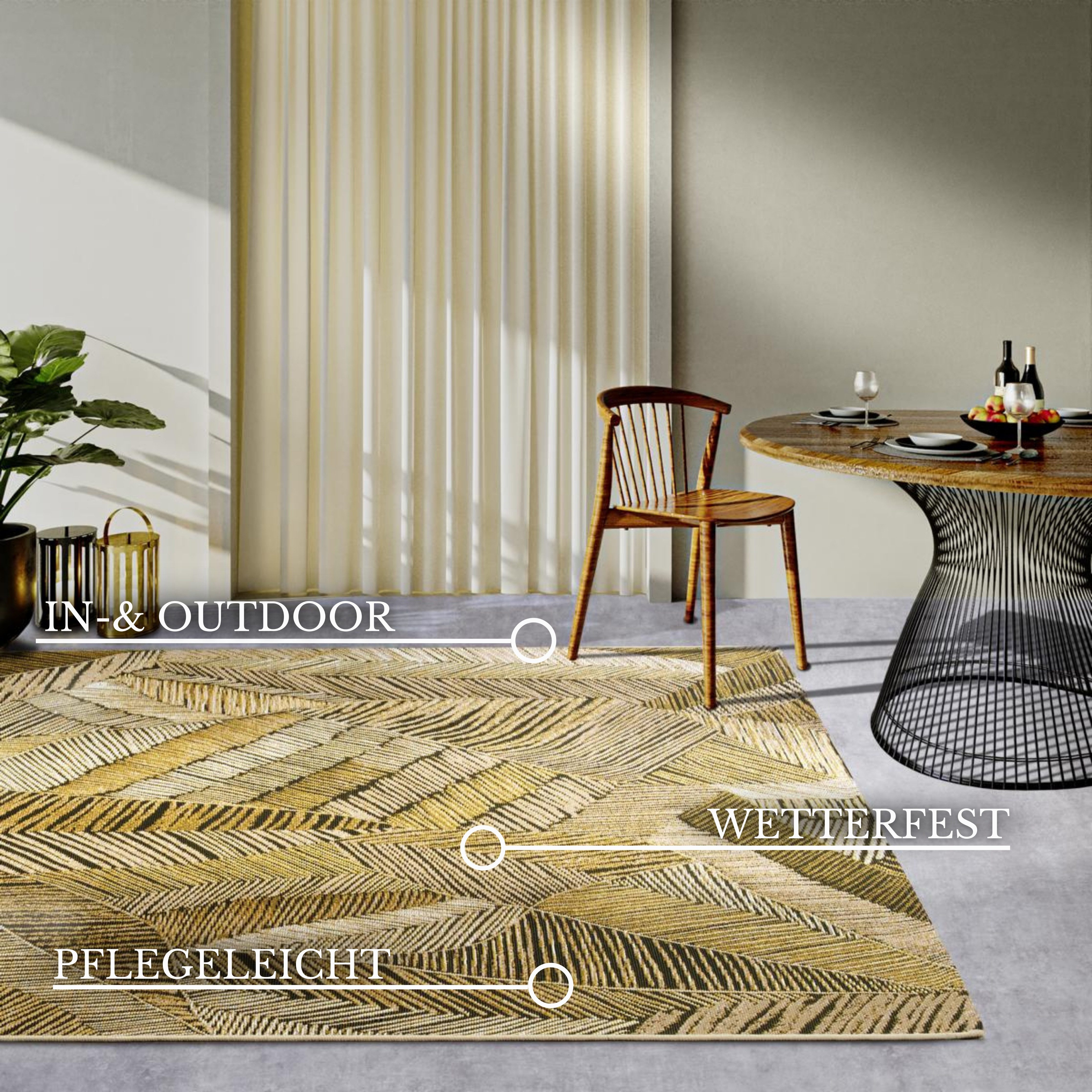 Villeroy & Boch Outdoorkleed Eugene Binnen en buiten, plat weefsel, weerbestendig, balkon, tuin, terras