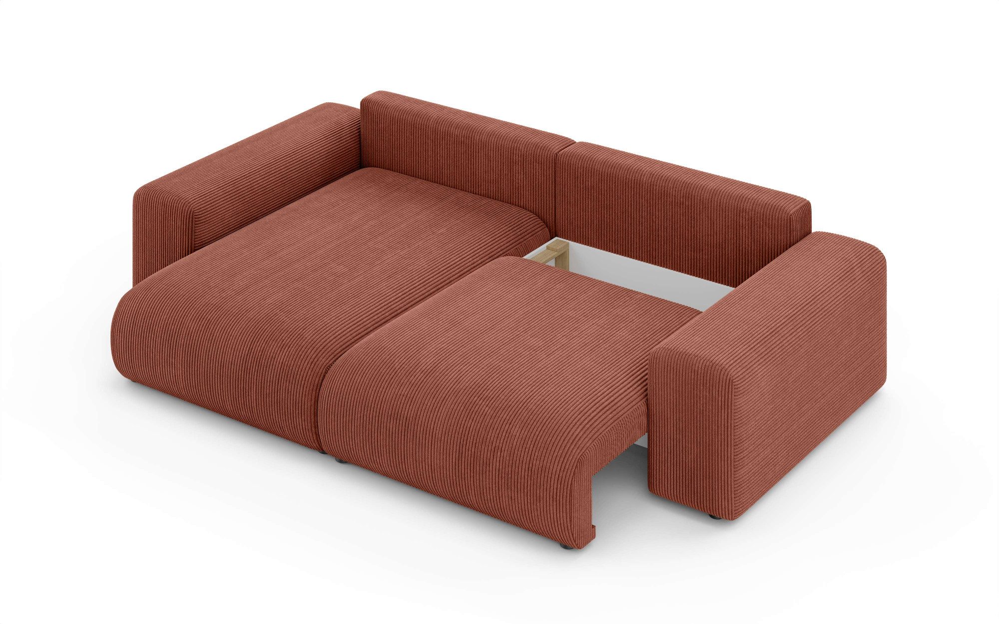 Home affaire Hoekbank LAKESIDE met bedfunctie en bedlade, B/D/H 257/166/84 cm L-vorm, recamiere aan beide zijden monteerbaar, golfondersteuning