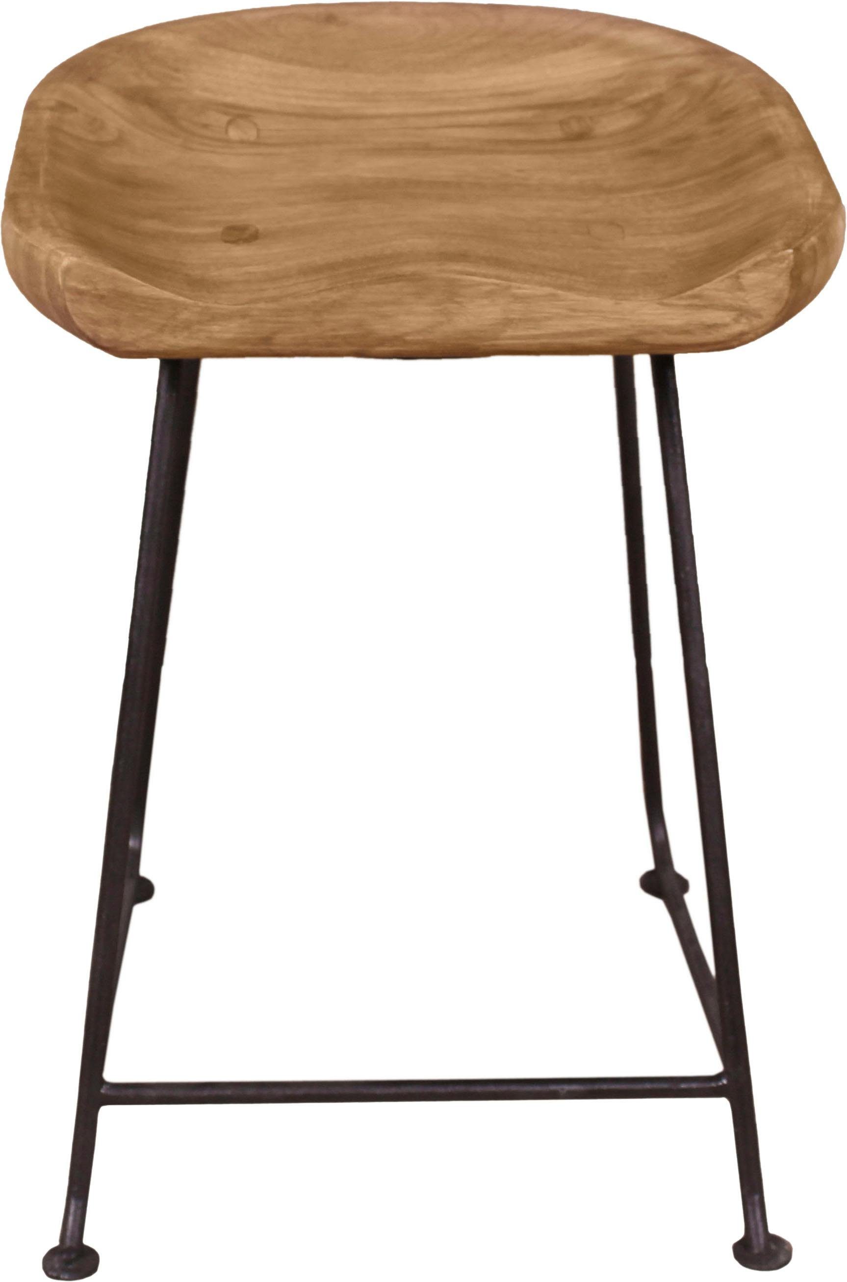 SIT Hocker Live Edge van massief acaciahout, met metalen frame