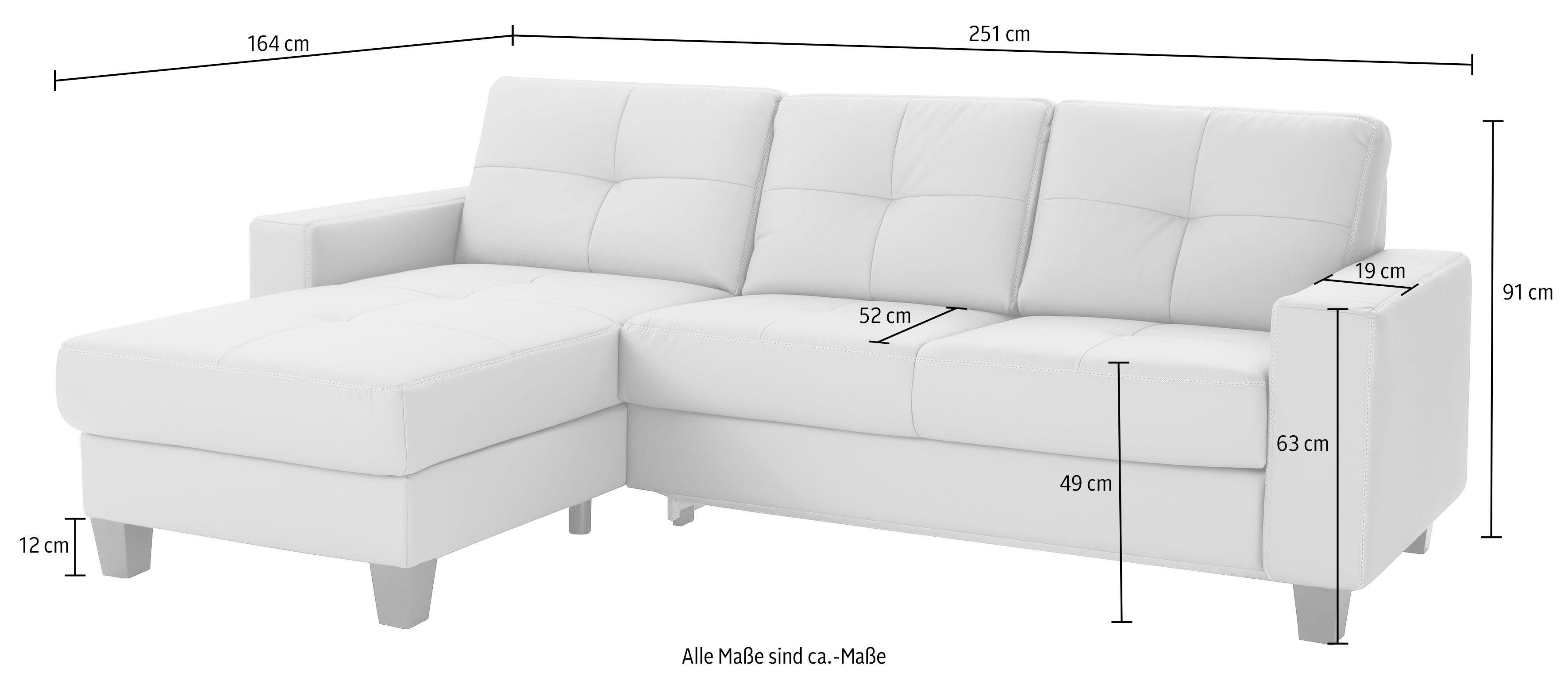 Places of Style Hoekbank Varese L-vorm Kruisnaad in beige