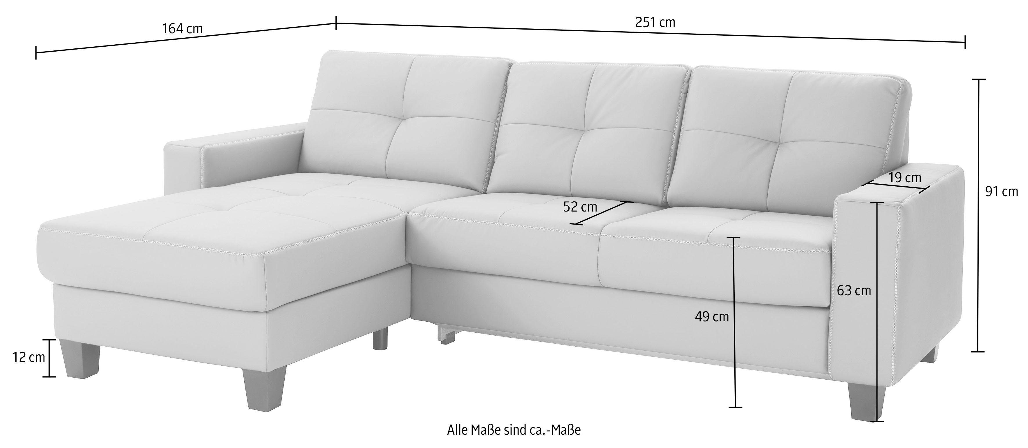 Places of Style Hoekbank Varese L-vorm Kruisnaad in beige
