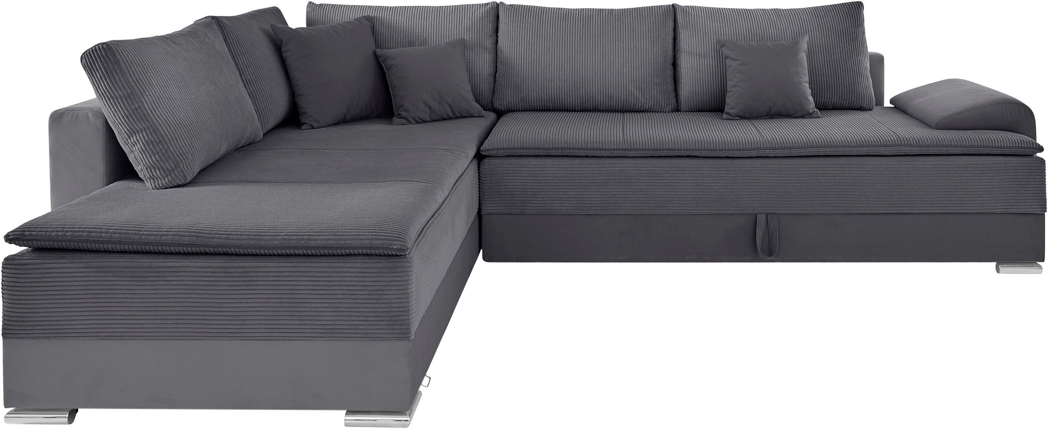INOSIGN Hoekbank Boxspringbed Night & Day L-vorm met permanente slaapfunctie met armleuning