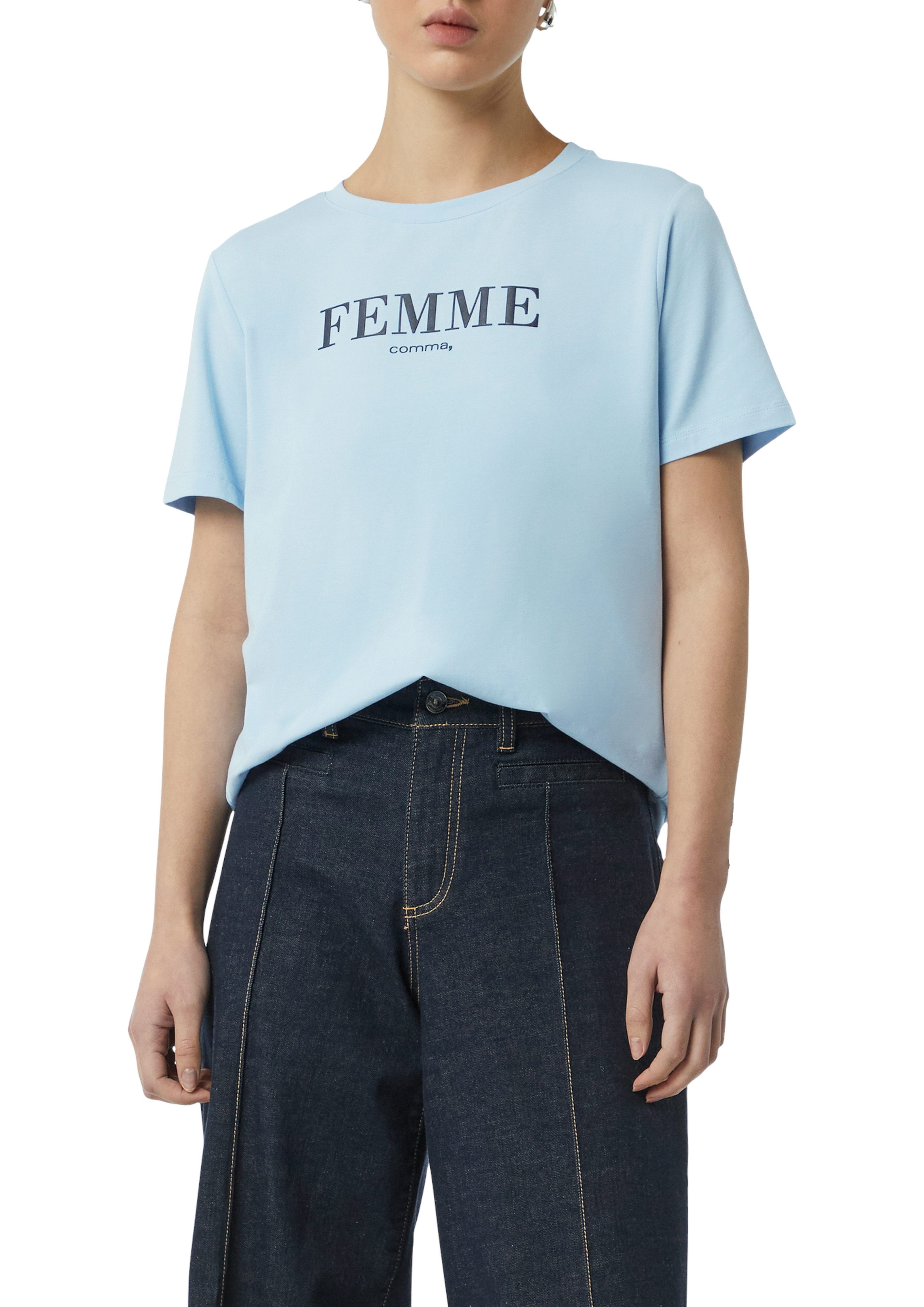 Comma T-shirt met statement-print
