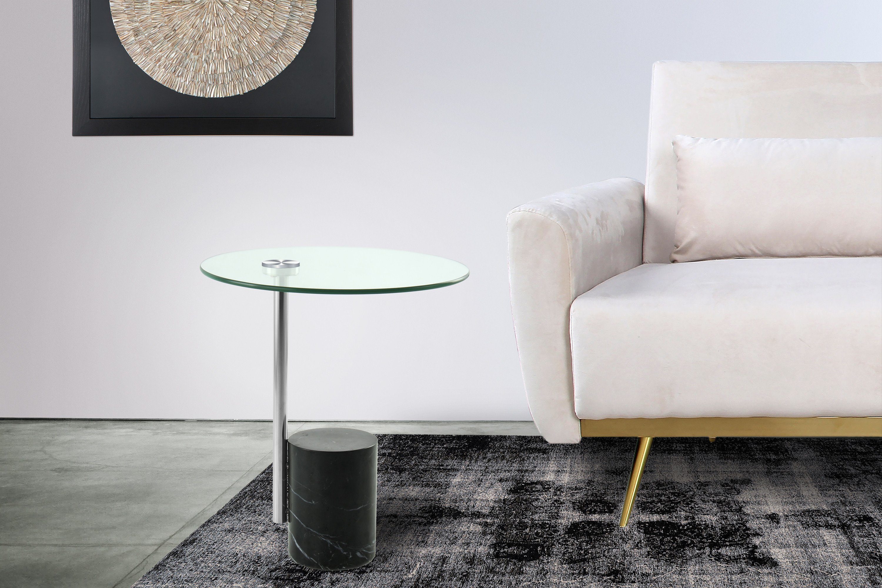 Kayoom Bijzettafel Rosario 525, bijzettafel in glamoureuze stijl, ronde glazen tafelblad (1 stuk)