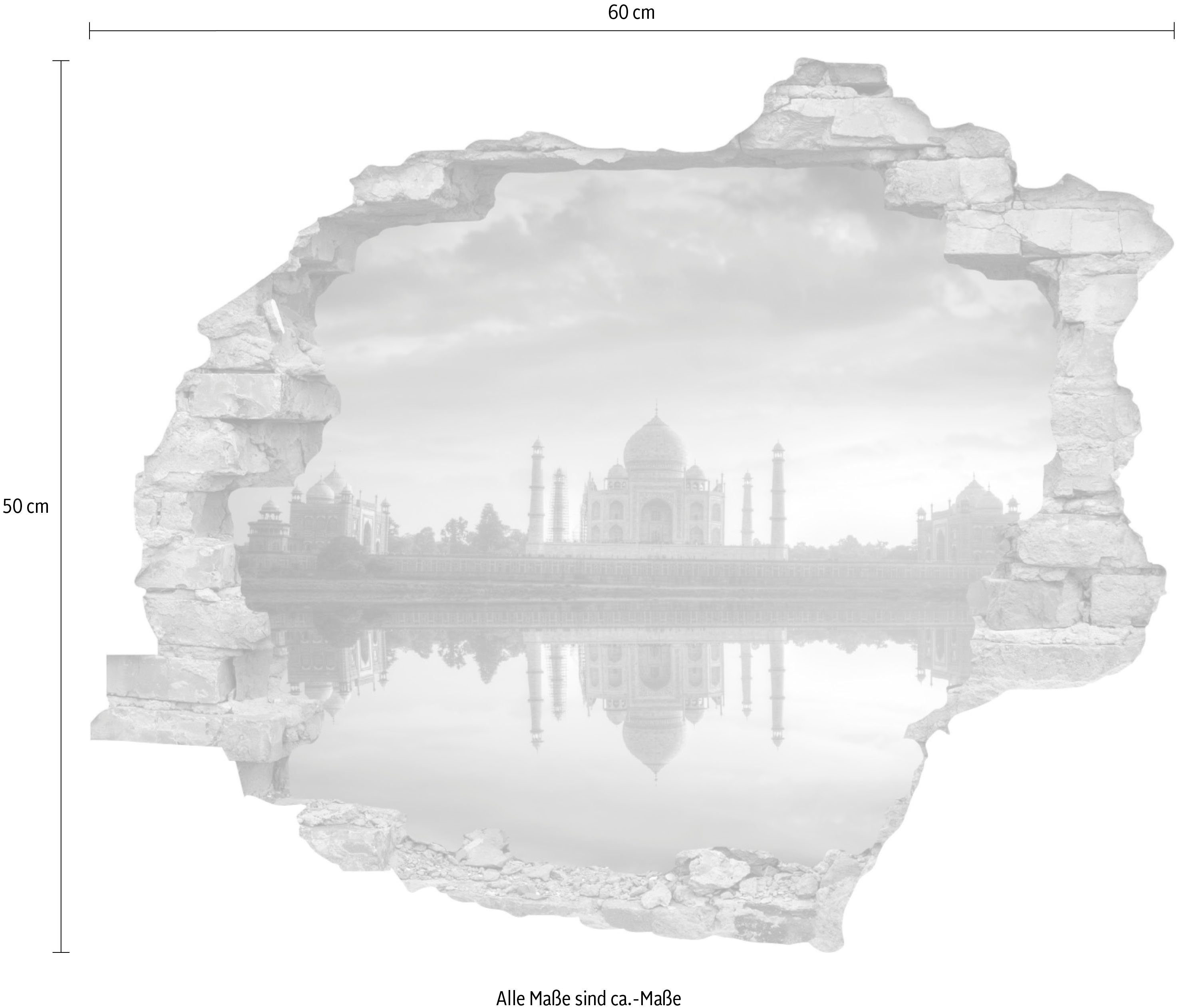 queence Wandfolie Taj Mahal Muursticker, muurdecoratie, zelfklevend, 3D, muurdurchbraak (1 stuk)