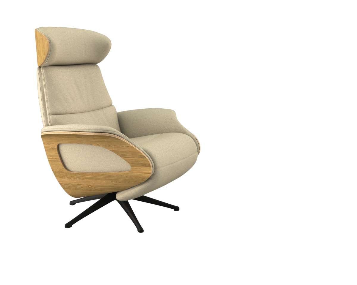 FLEXLUX Relaxfauteuil Clement praktische elektrische fauteuil Maat M, elektrische rug- en voetensteun, accu, armleuning Eiken, zwarte poot