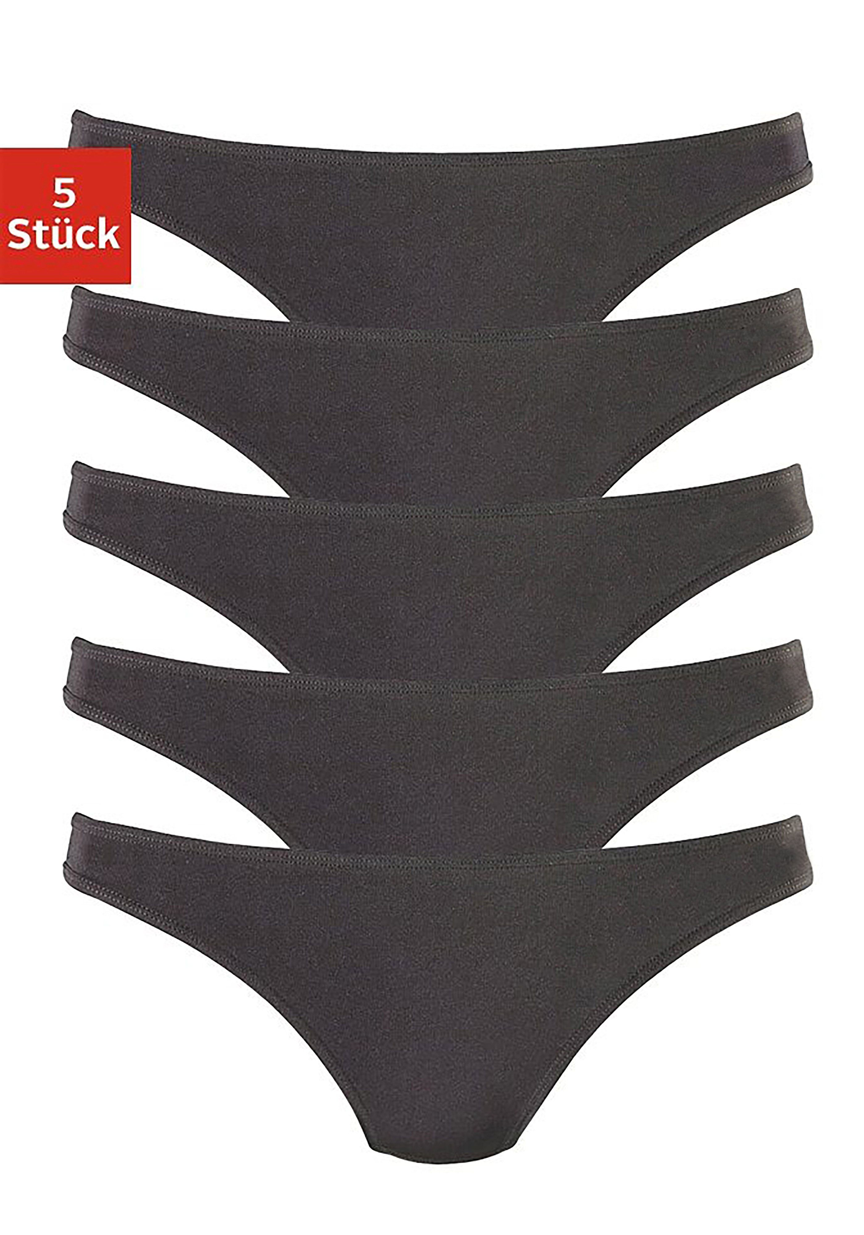 H.I.S String van zachte microvezelkwaliteit (5 stuks, Set van 5) dames strings maat 32/34 zwart