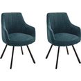 mca furniture eetkamerstoel sassello stoel 180° draaibaar met waterpas, stoffen bekleding, met pocketverenkern, belastbaar tot 120 kg (set, 2 stuks) blauw