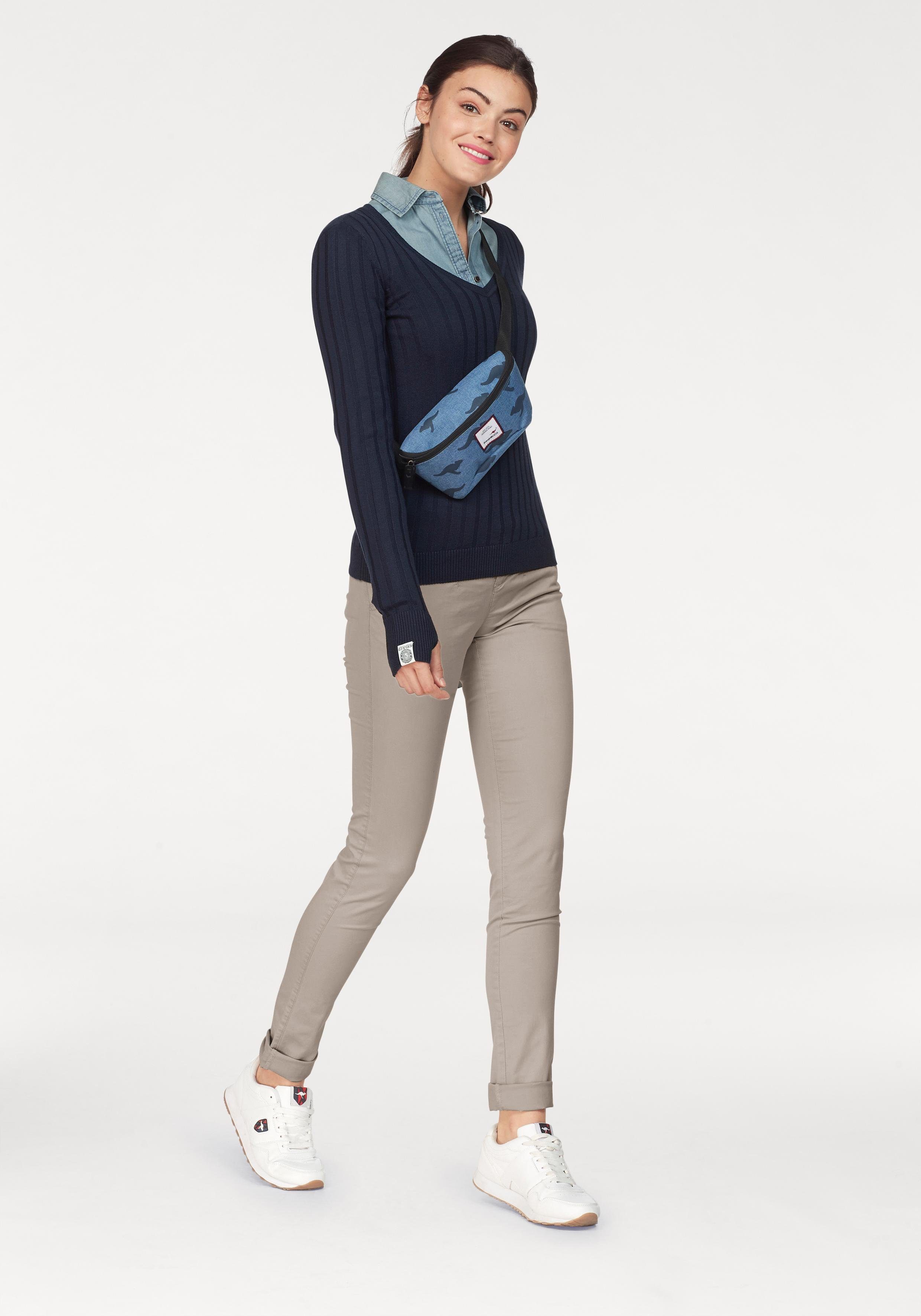 KangaROOS Chino in smal model, met koord te strikken (set, 2-delig, Met riem)