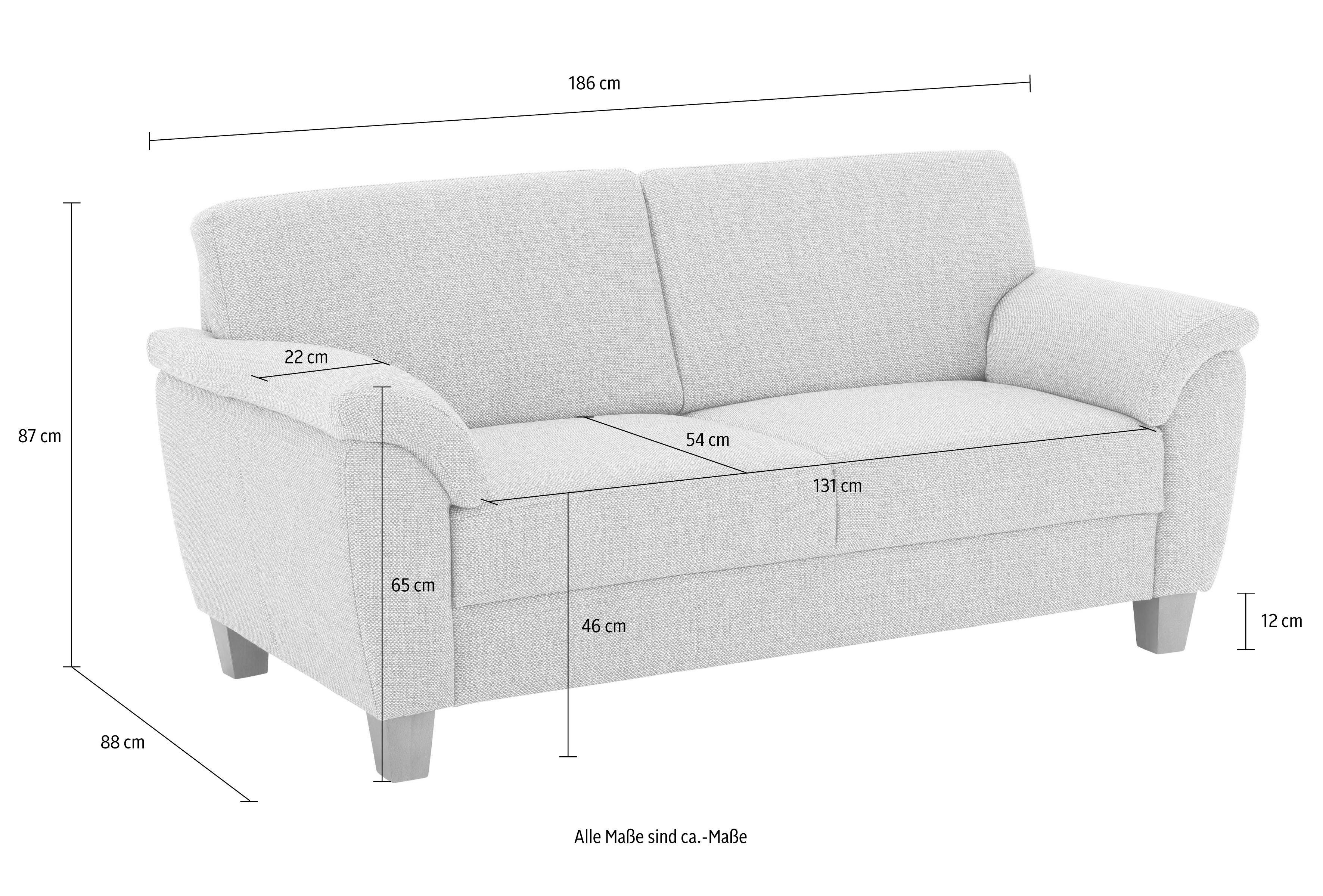 Home affaire 3-zitsbank Alta met binnenvering en contrastnaad, poten beuken eikenkleur