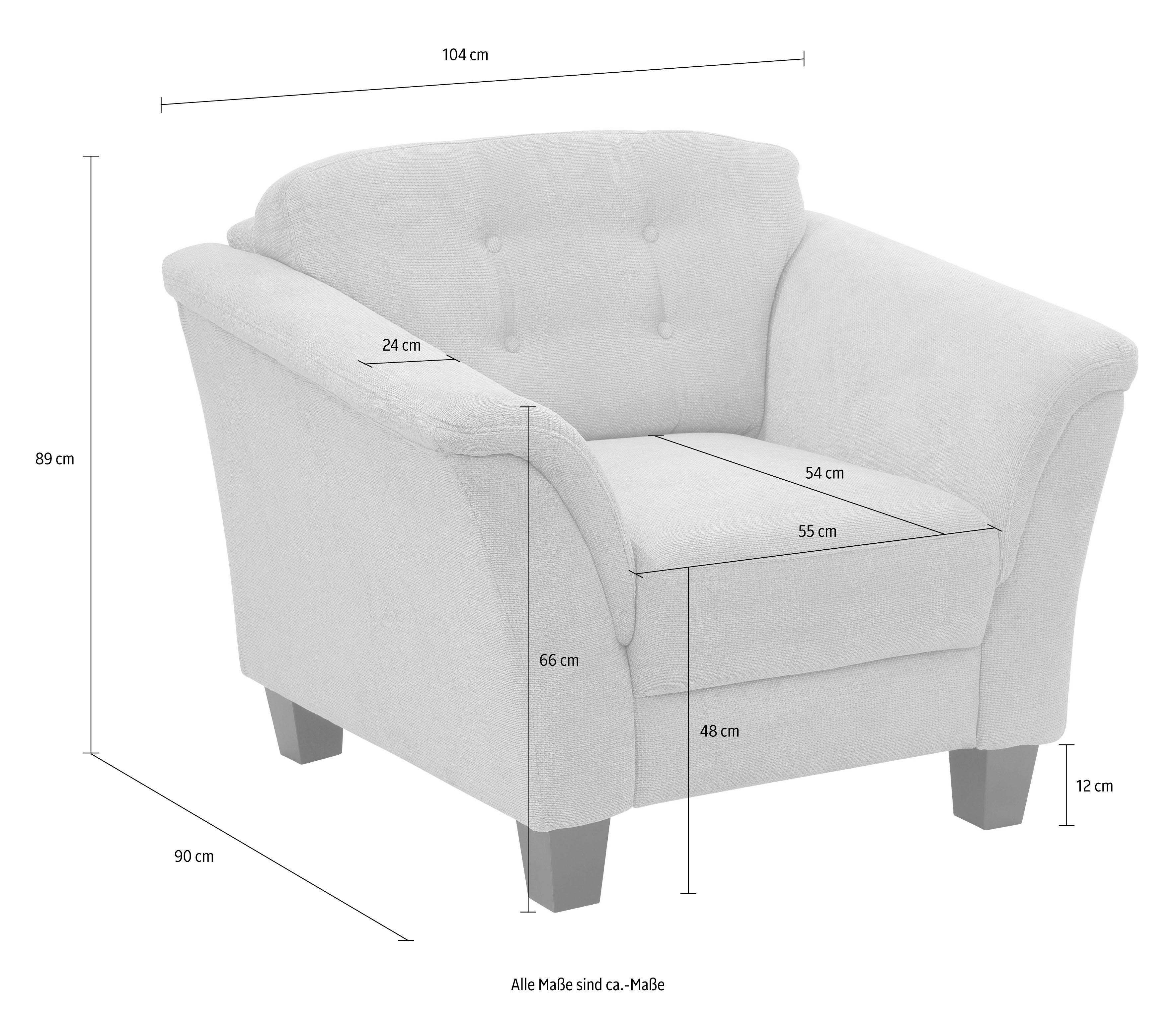 Home affaire Fauteuil Trondheim met binnenvering, capitonnage achter, poten van beukenhout (set)