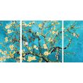 home affaire artprint mandorlo in fiore 3-delige set (set) blauw