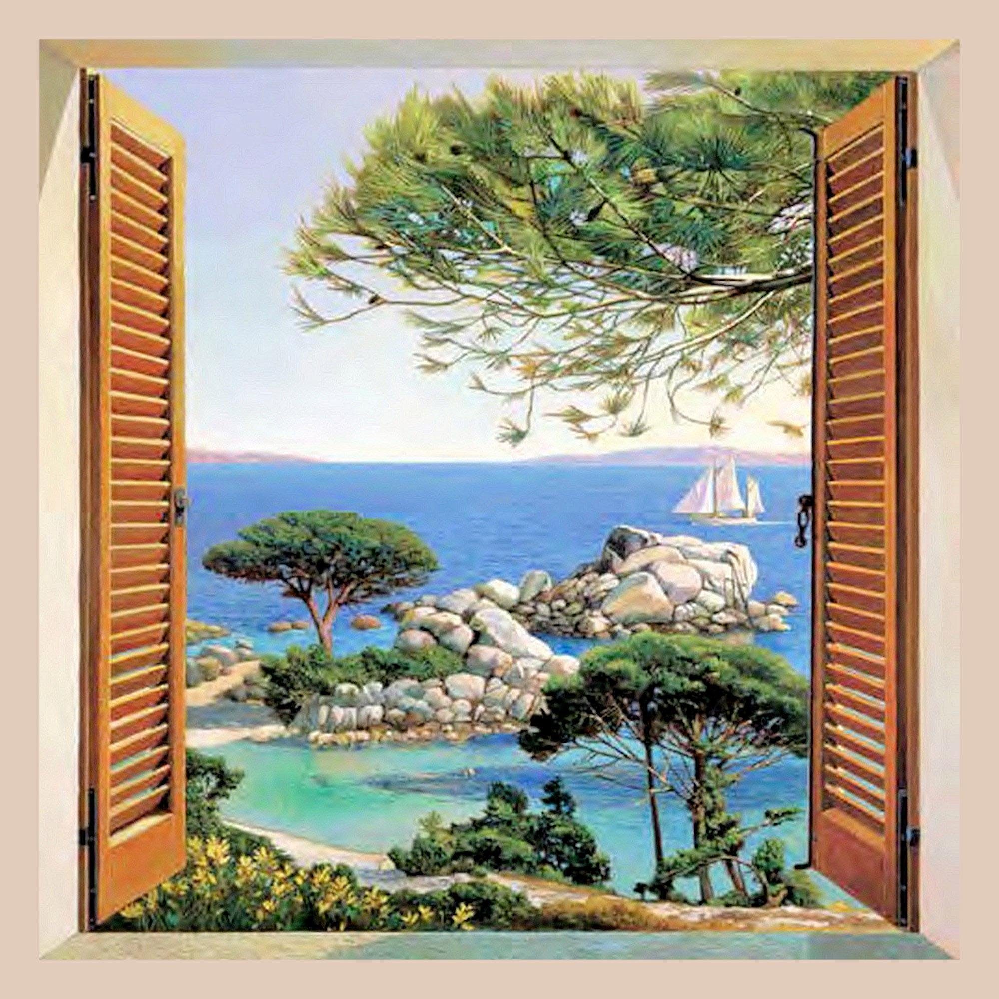 Home affaire Wanddecoratie A. D. Missier - Finestra sul Mediterraneo met frame