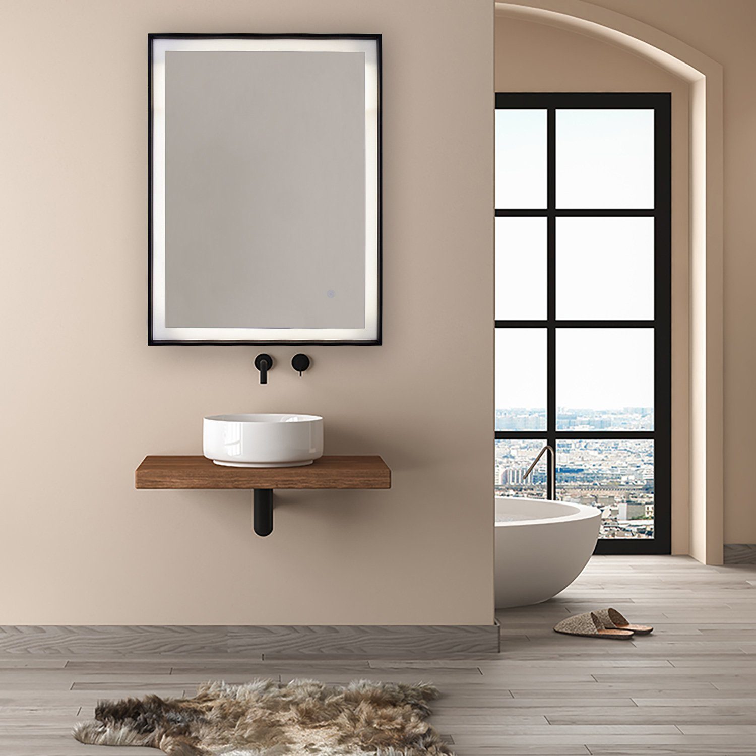 Paco Home Wandlamp Jenny Verlichte spiegel LED achterlicht badspiegel touch-rechthoekig IP44