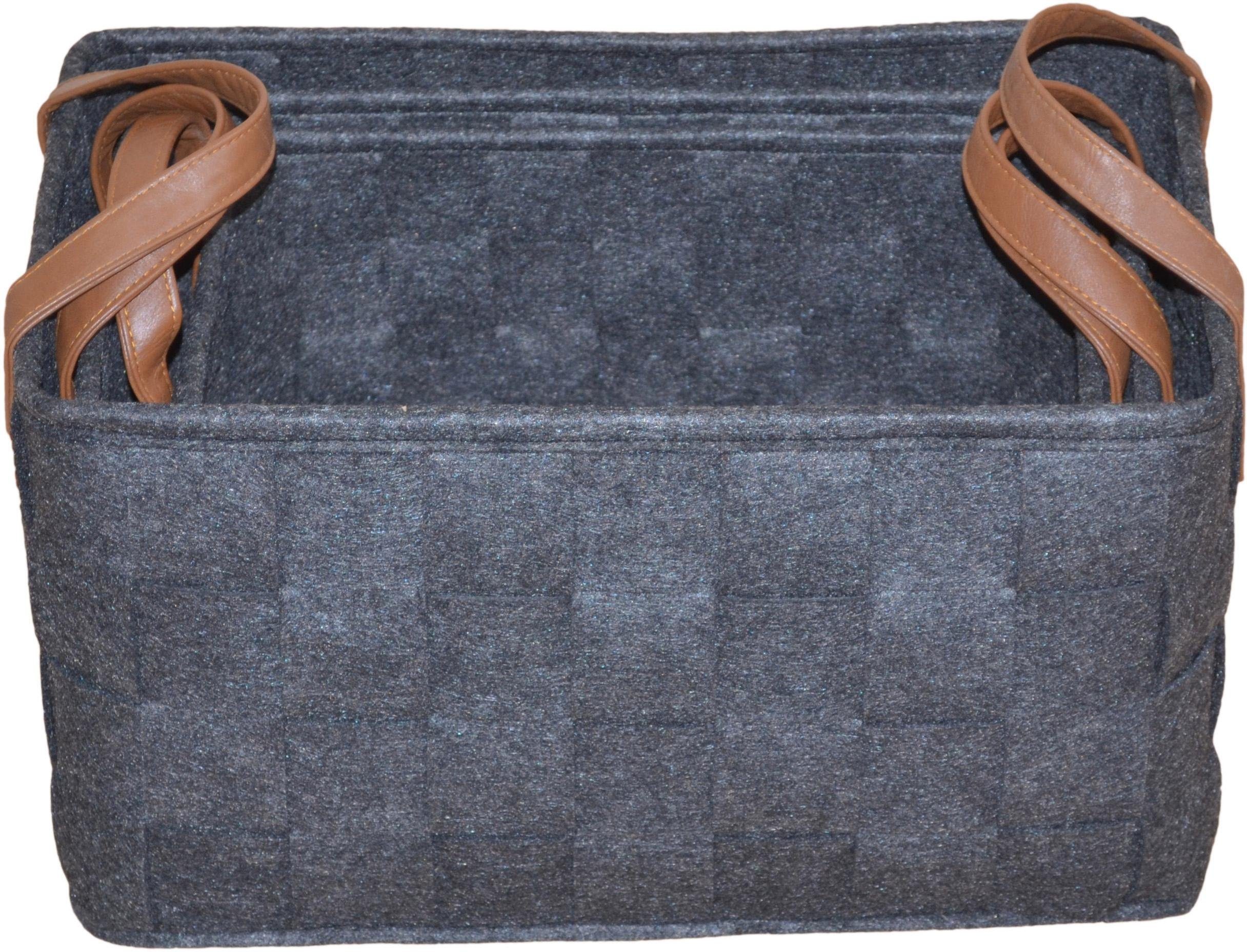 HOFMANN LIVING AND MORE Organizer in vilt-look, met handvatten van imitatieleer (set, 3-delig)