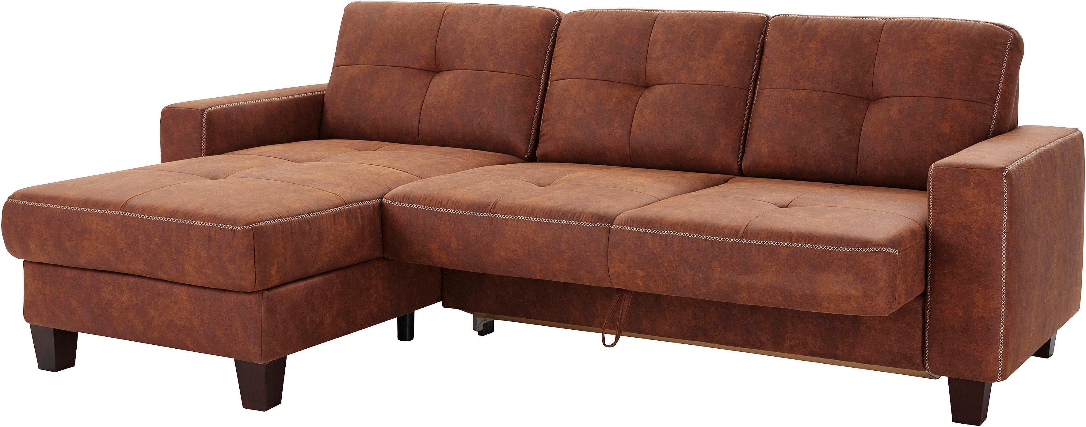 Places of Style Hoekbank Varese L-vorm Kruisnaad in beige