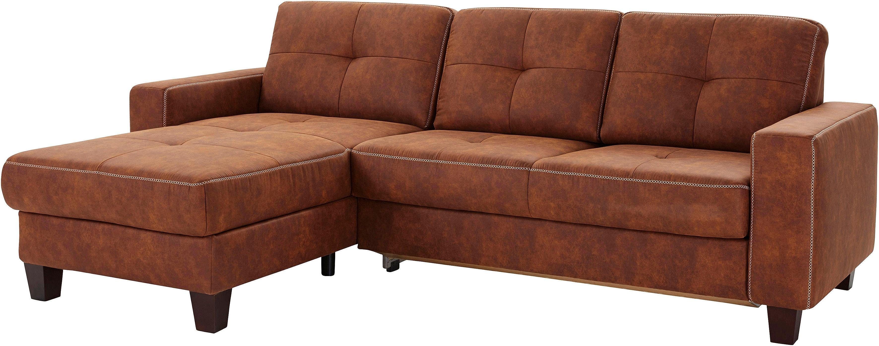 Places of Style Hoekbank Varese L-vorm Kruisnaad in beige