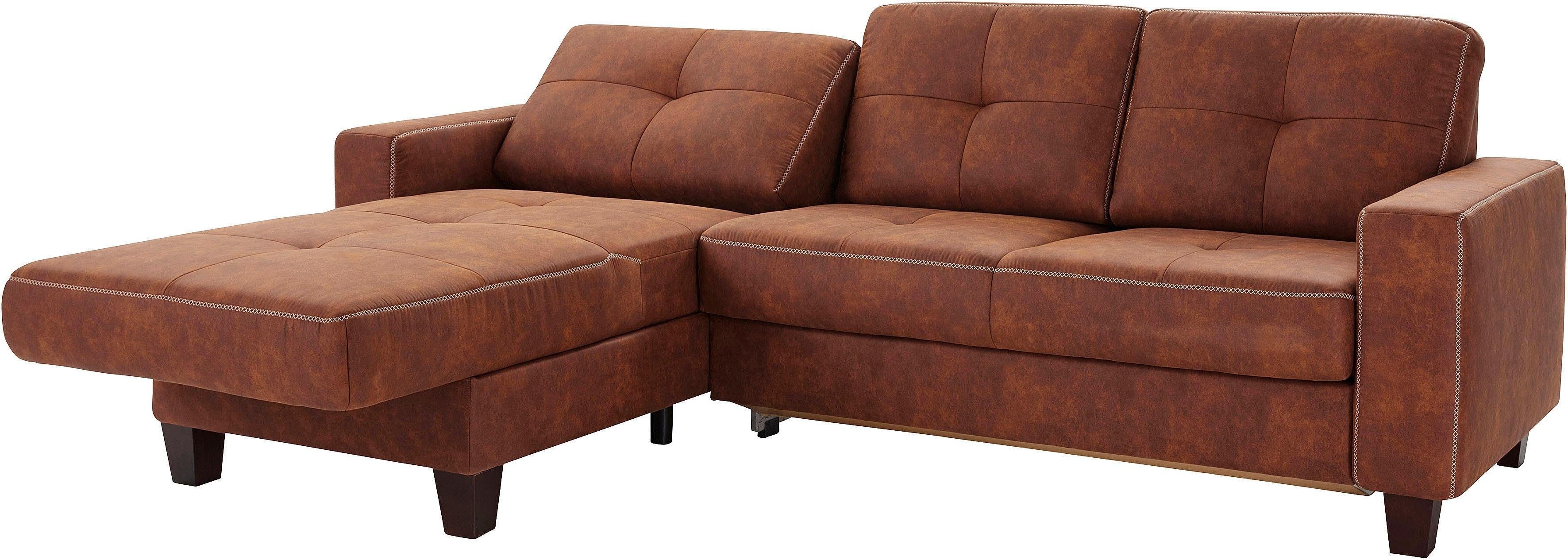 Places of Style Hoekbank Varese L-vorm Kruisnaad in beige