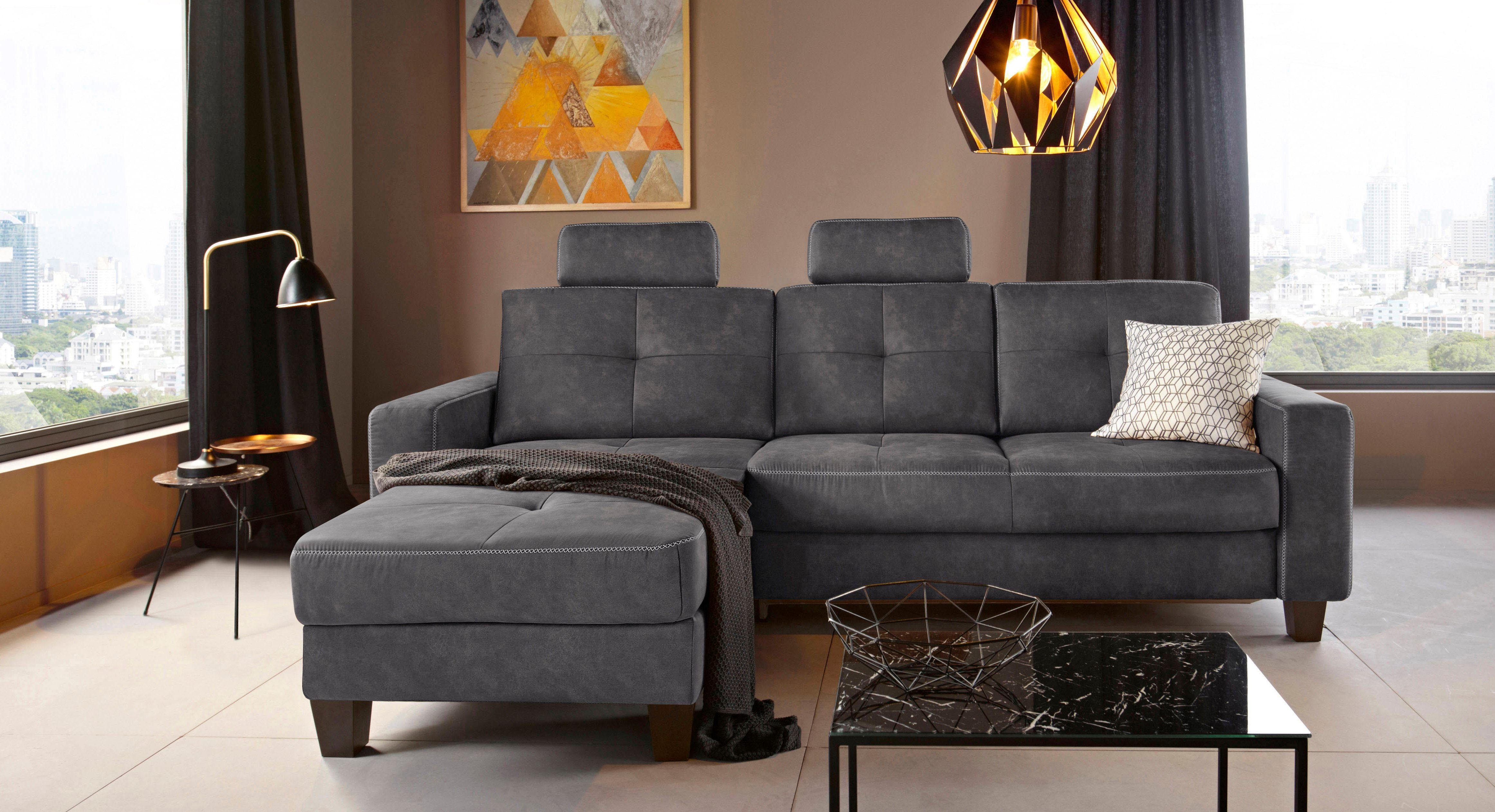Places of Style Hoekbank Varese L-vorm Kruisnaad in beige
