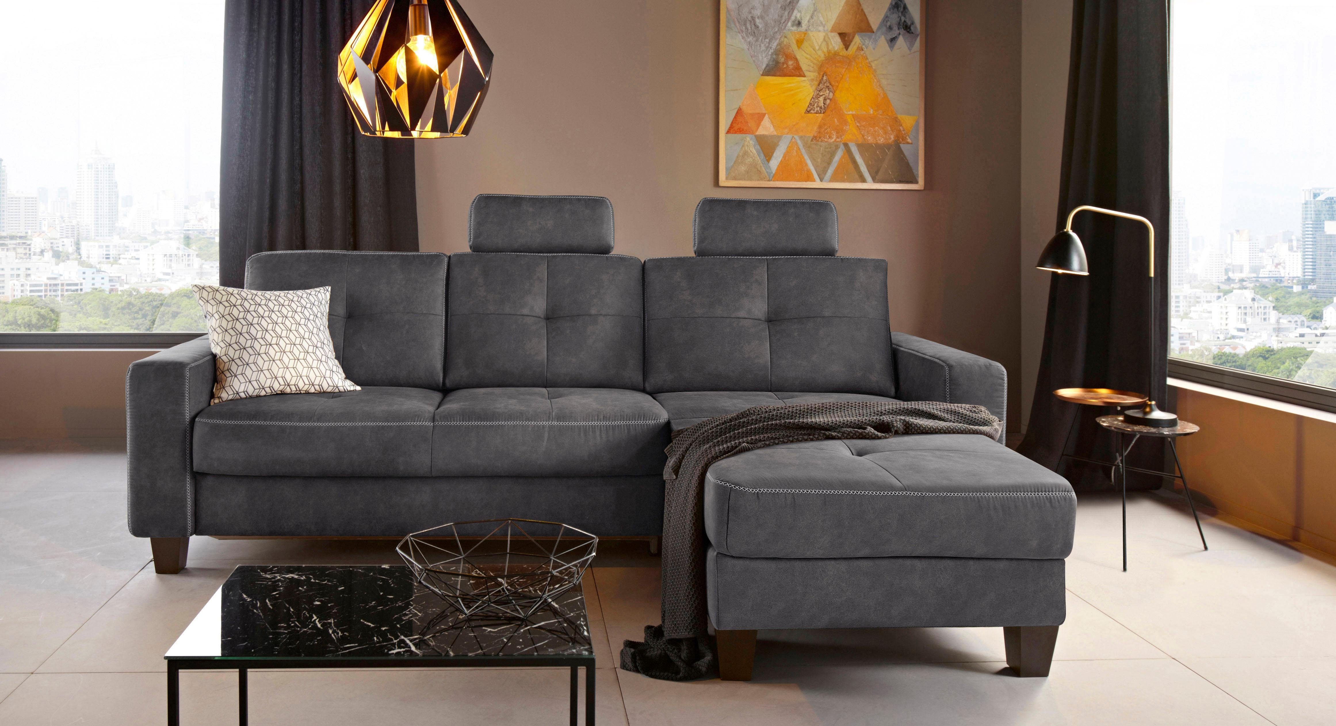Places of Style Hoekbank Varese L-vorm Kruisnaad in beige