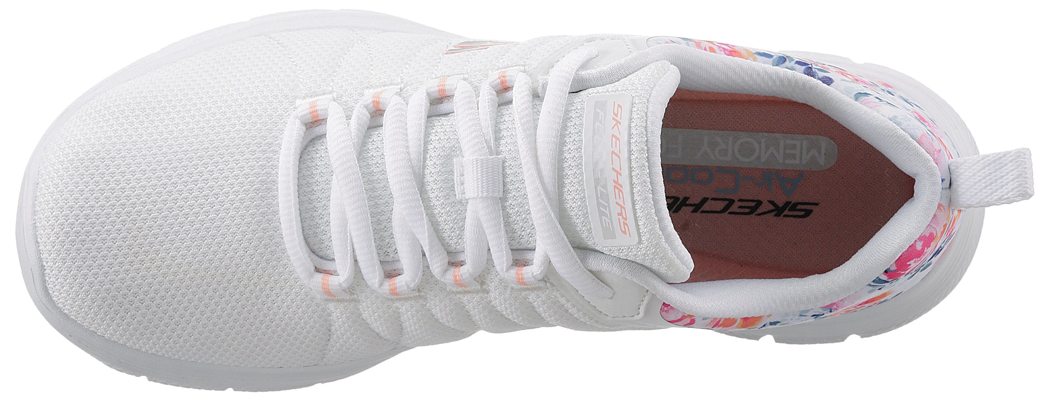 Skechers Sneakers FLEX APPEAL 4.0 LET IT BLOSSOM met bloeiprint op de hiel, vrijetijdsschoen, lage schoen, veterschoen