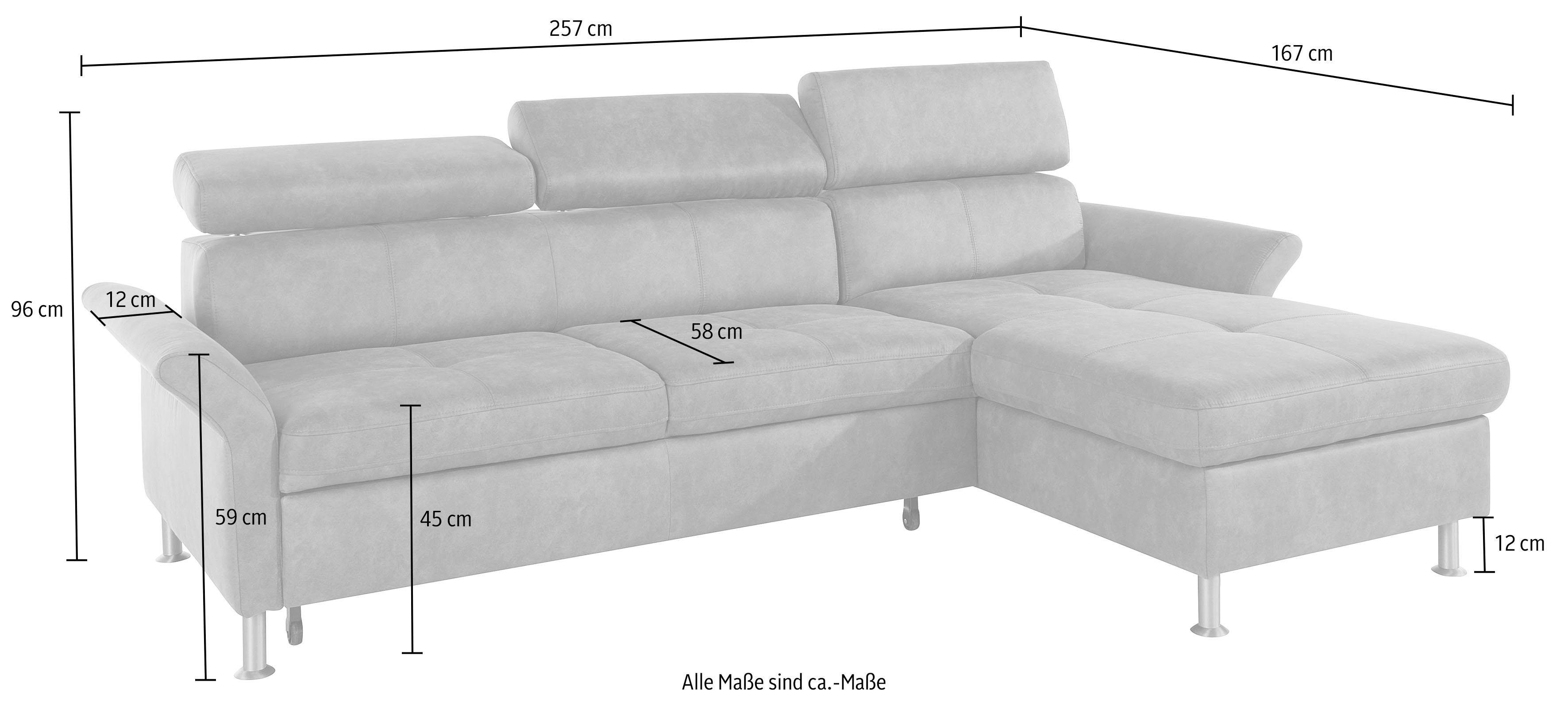 exxpo - sofa fashion Hoekbank Maretto, comfortabel en handig, L-vorm inclusief verstelbare hoofd- en rugleuning, naar keuze met slaapfunctie