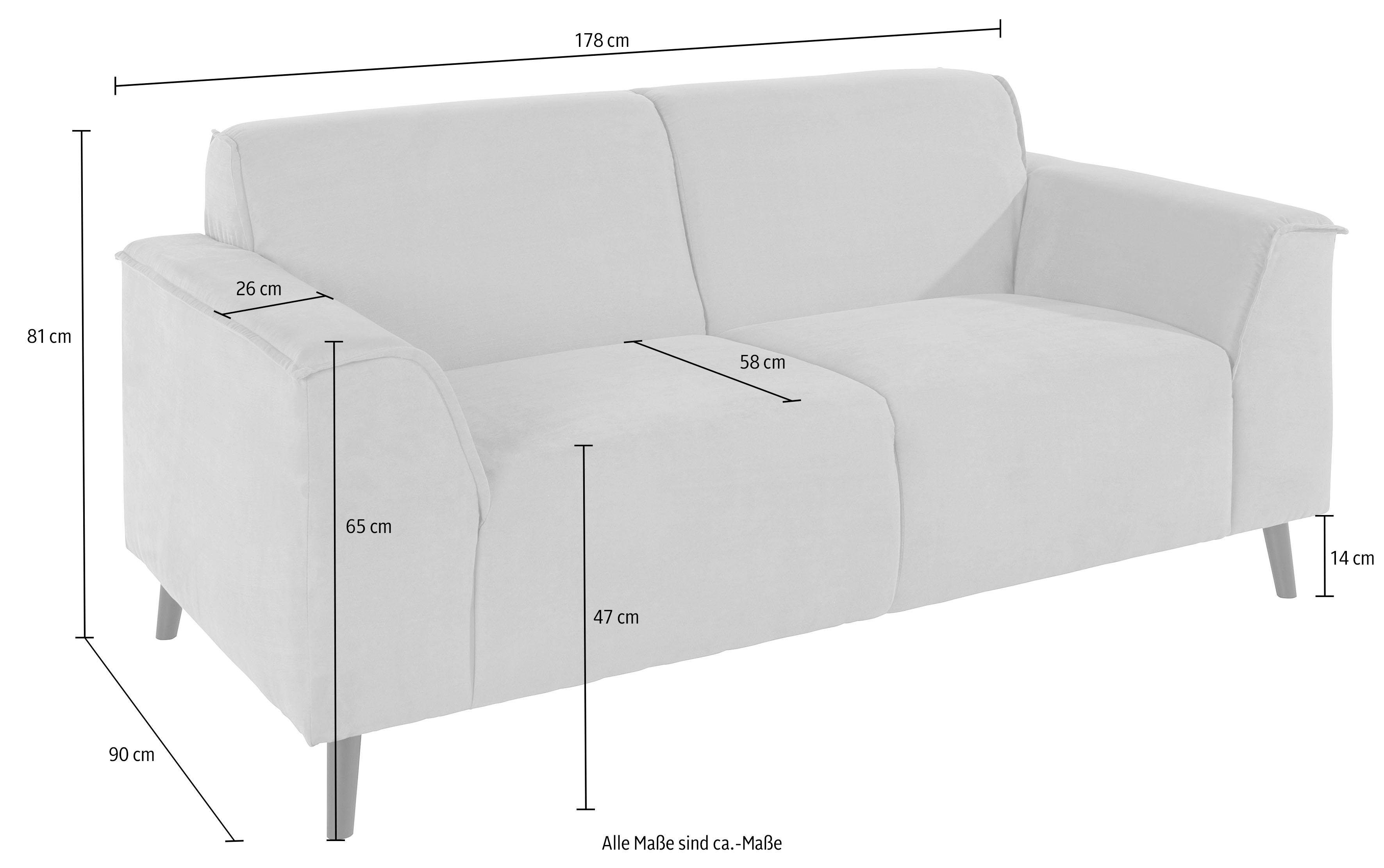 DOMO collection 2-zitsbank Amora, inclusief comfortabele veren voor meer zitcomfort