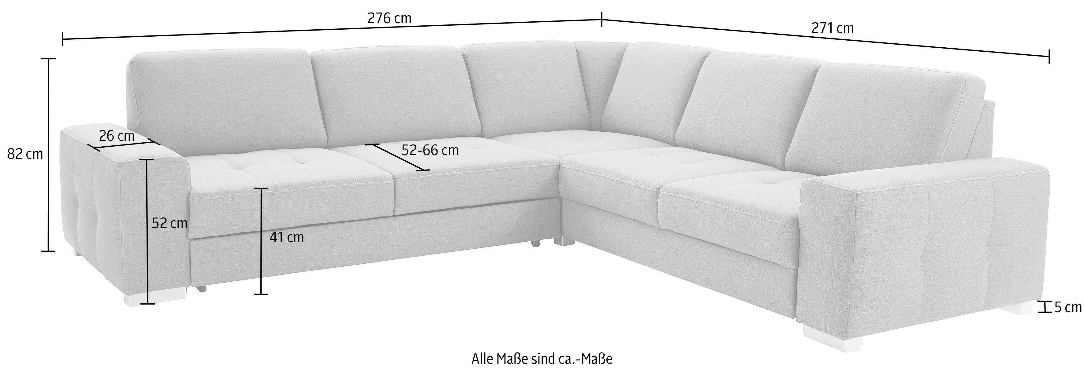 sit&more Hoekbank Santorini L-vorm met binnenvering en zitdiepteverstelling, naar keuze met slaapfunctie