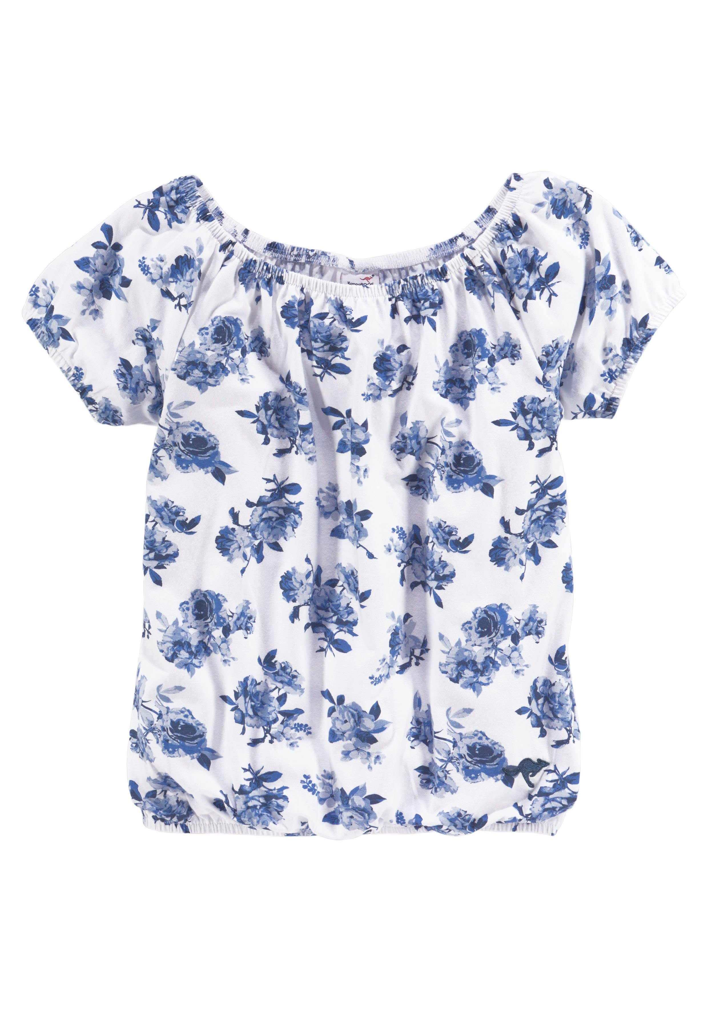 KangaROOS Shirt met carmenhals Kangaroos Meisjes Korte mouwen, dynamische pasvorm, allover print, carmenuitsnijding