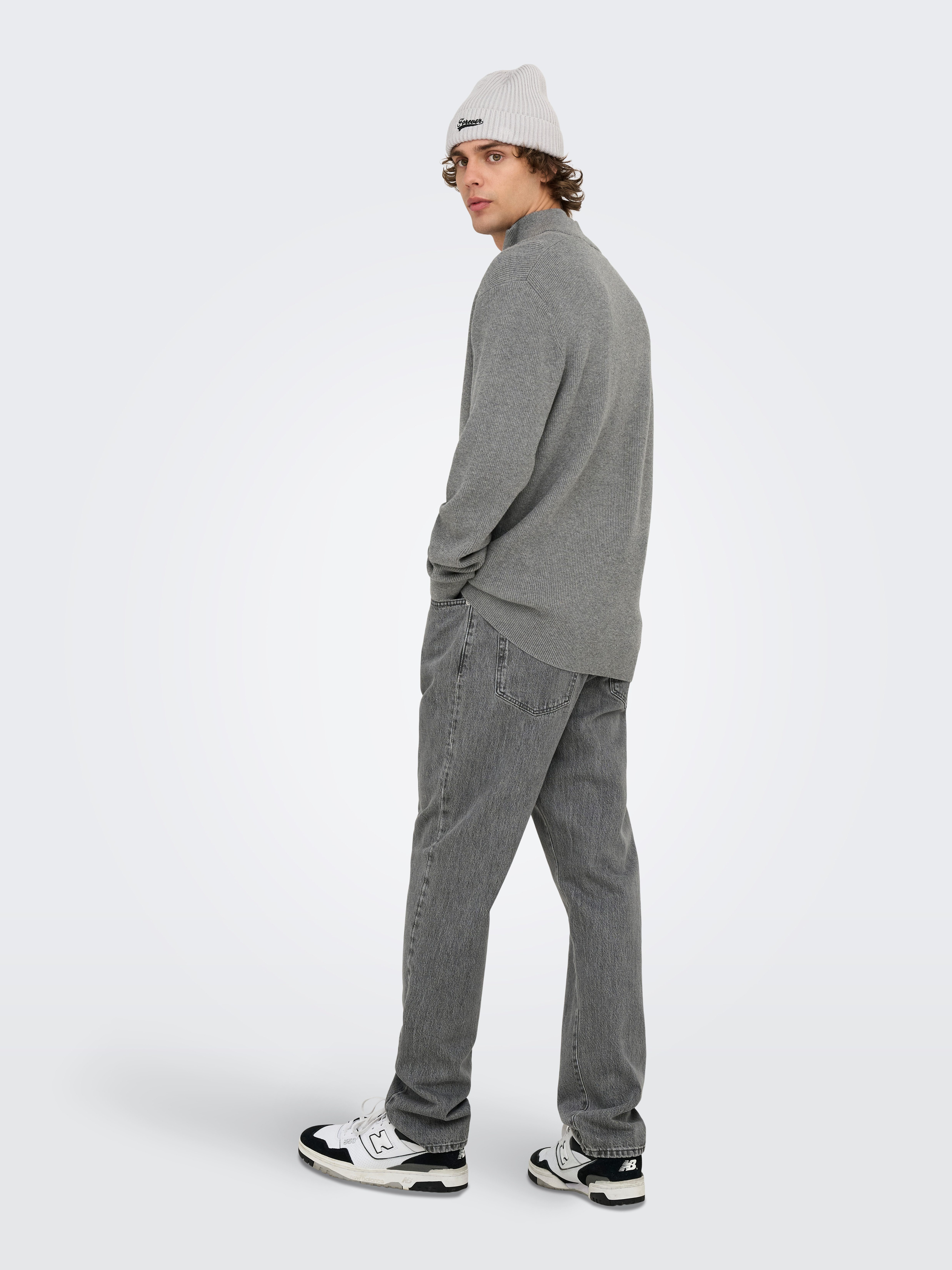 ONLY & SONS Gebreide trui ONSPHIL REG 12 STRUC HALF ZIP KNIT NOOS
