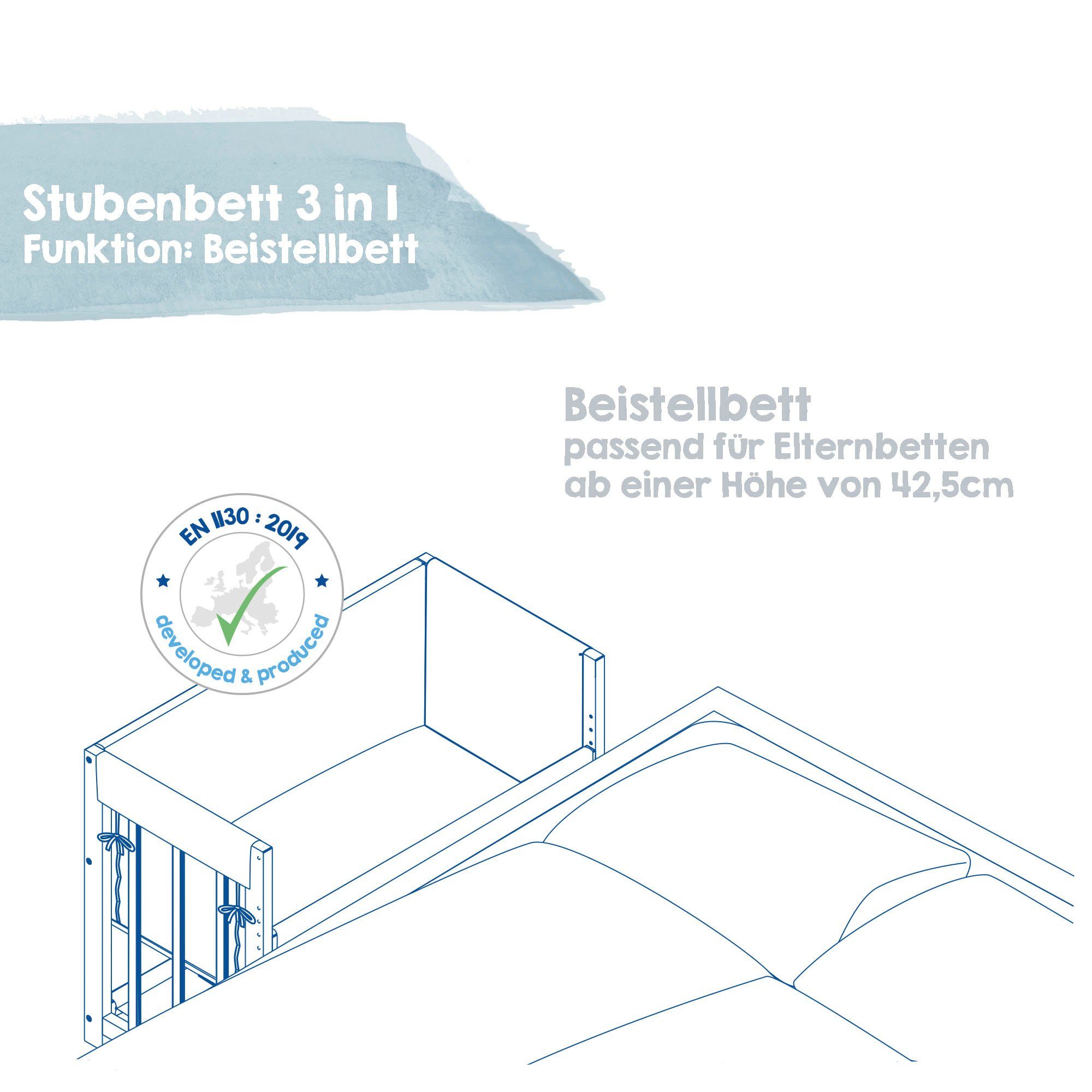 Roba® Wieg 3-in-1, Nijntje, wit tot bed of bank om te bouwen, ligoppervlak in hoogte verstelbaar