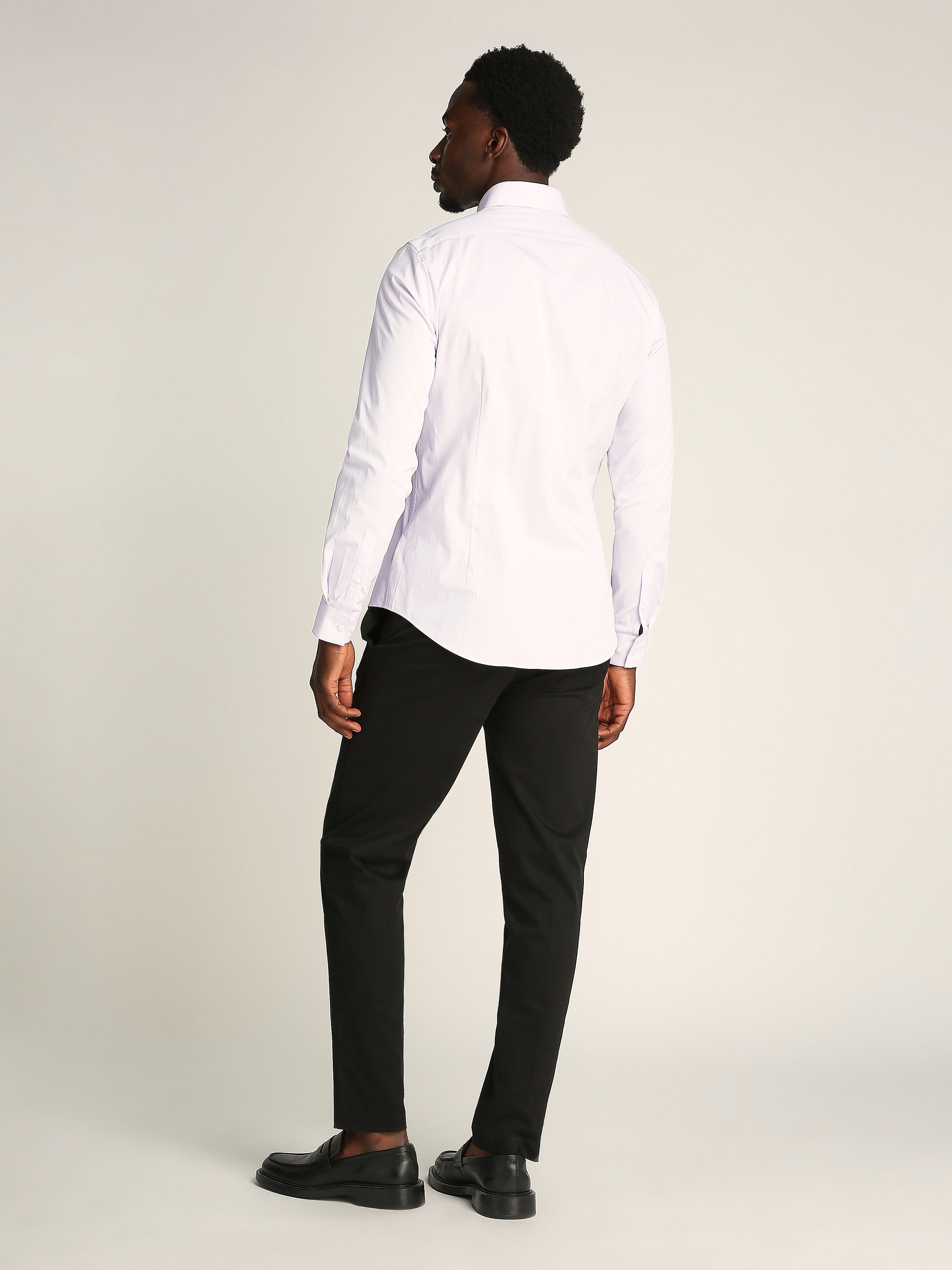 Calvin Klein Businessoverhemd POPLIN STRETCH SLIM SHIRT met kent-kraag, logoprint op borsthoogte