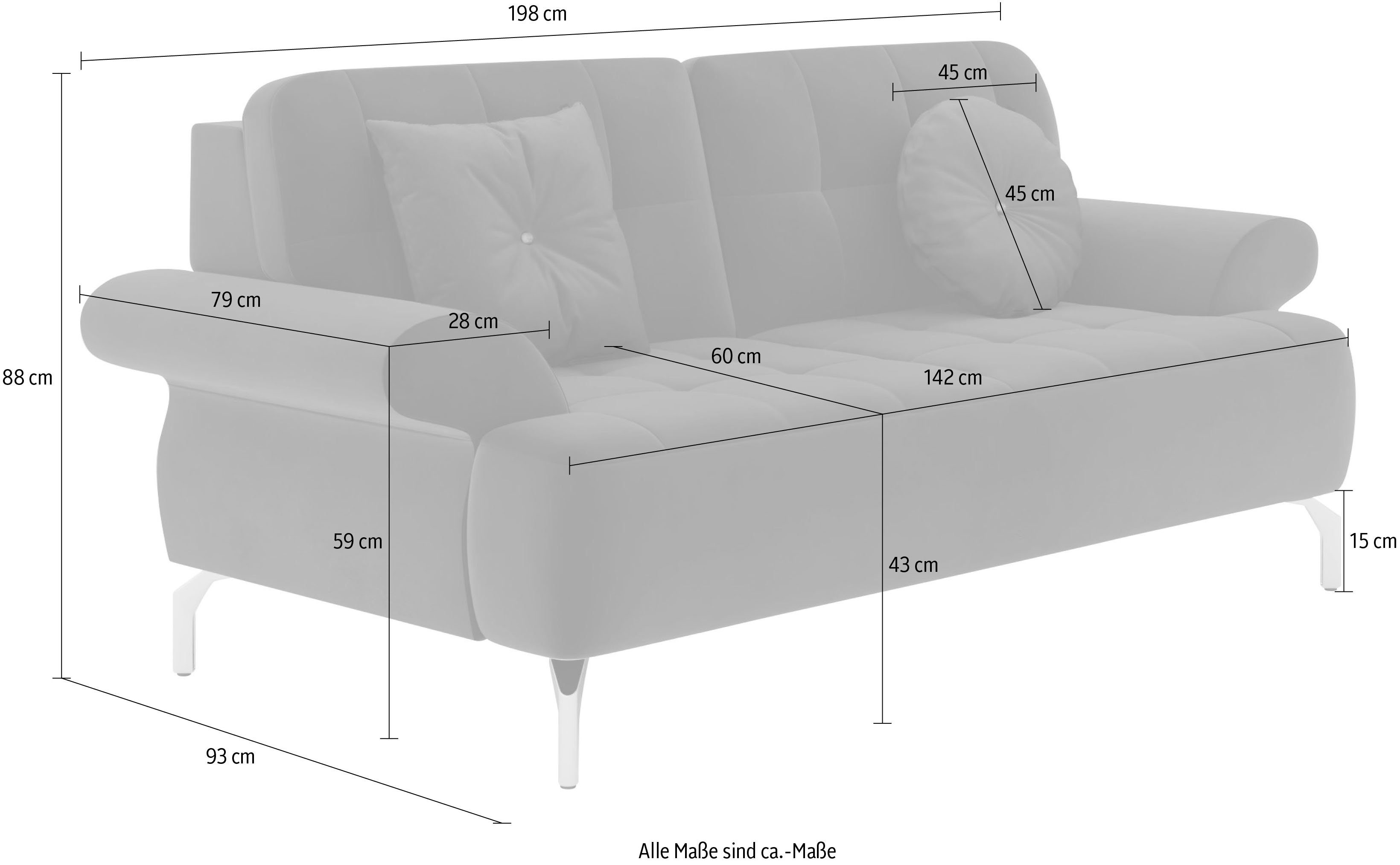 sit&more 2-zitsbank Orient 1 incl. 2 sierkussens met strassteentjes, goudkleurige metalen poten