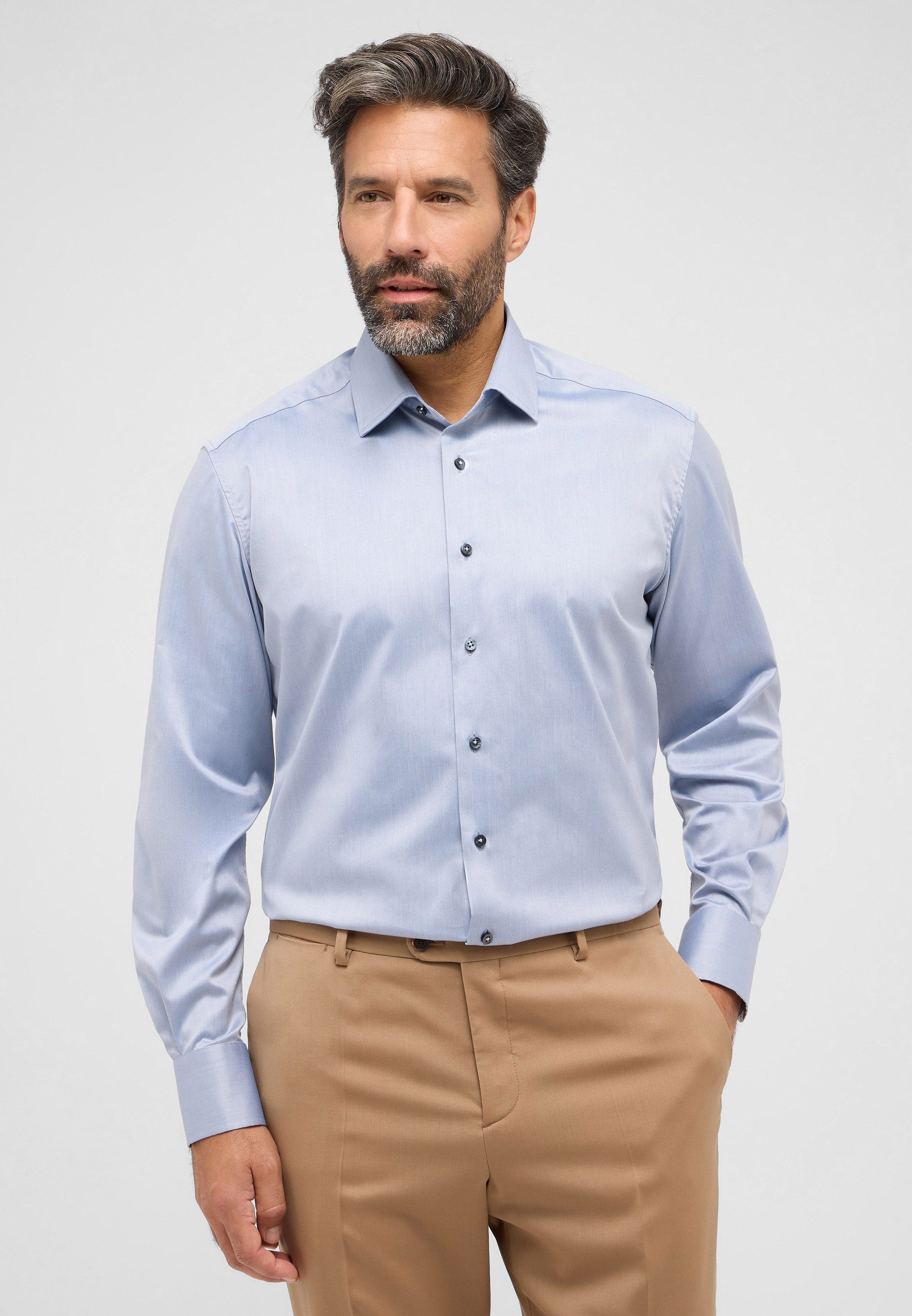 Eterna Overhemd met lange mouwen Comfort fit NON IRON (strijkvrij) heren overhemden maat 46 blauw