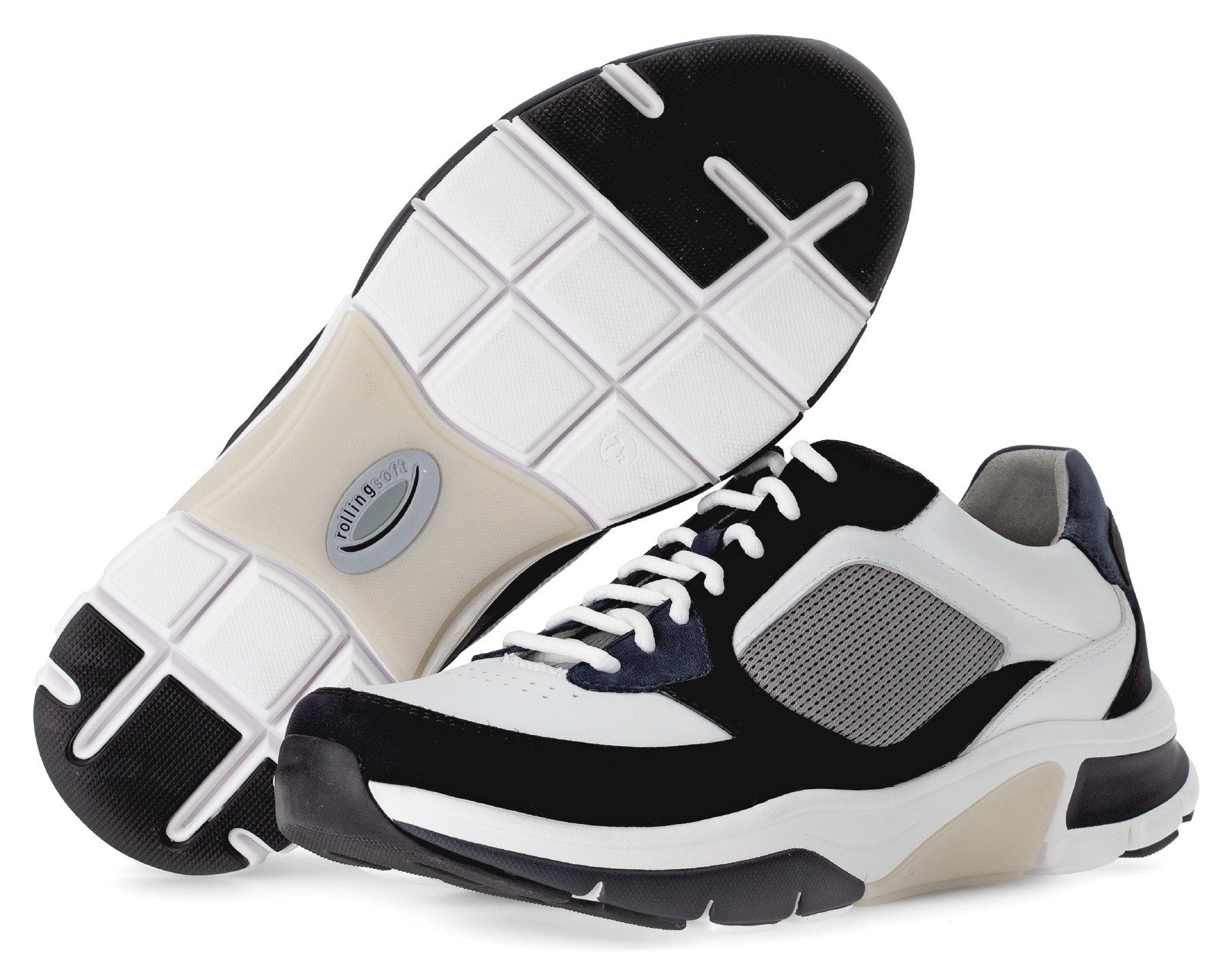 Gabor Rollingsoft Sneakers met sleehak , vrijetijdsschoen, lage schoen, veterschoen met logo op de hiel, g-breedte