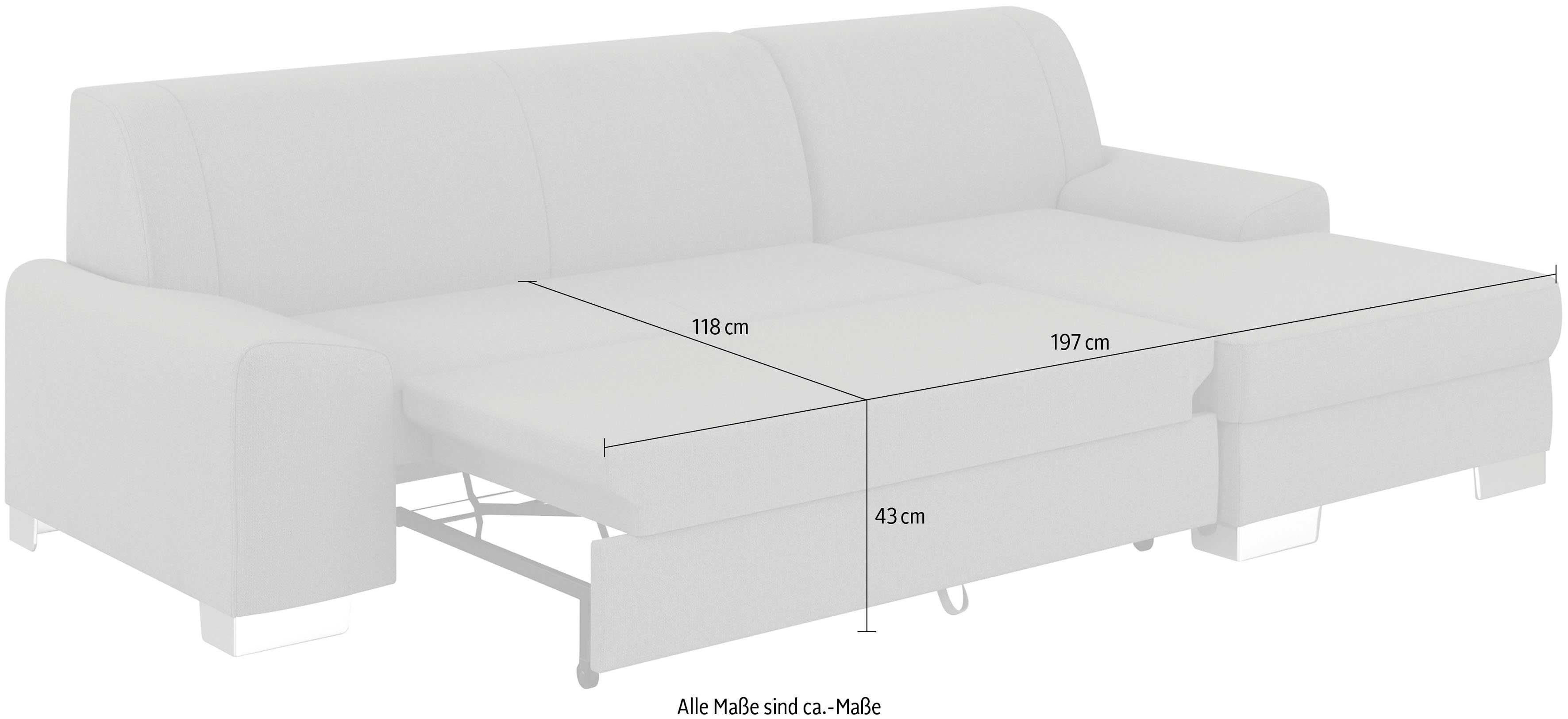 DOMO collection Hoekbank Anzio L-Form, whlw. Bettfunktion, Federkern, hochwertig, Breite 271 cm naar keuze met slaapfunctie en binnenvering