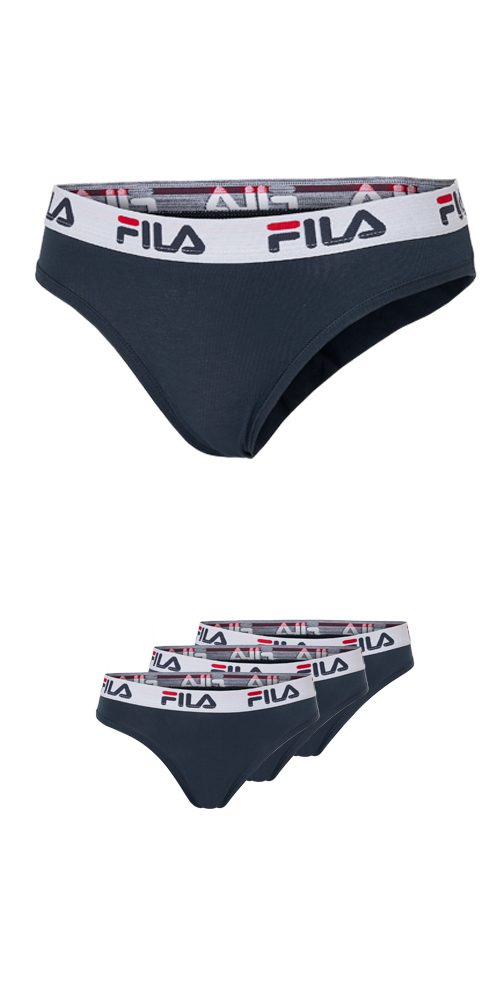 Fila Brazilian slip met elastische logoband (Set van 3) dames slips maat XL blauw