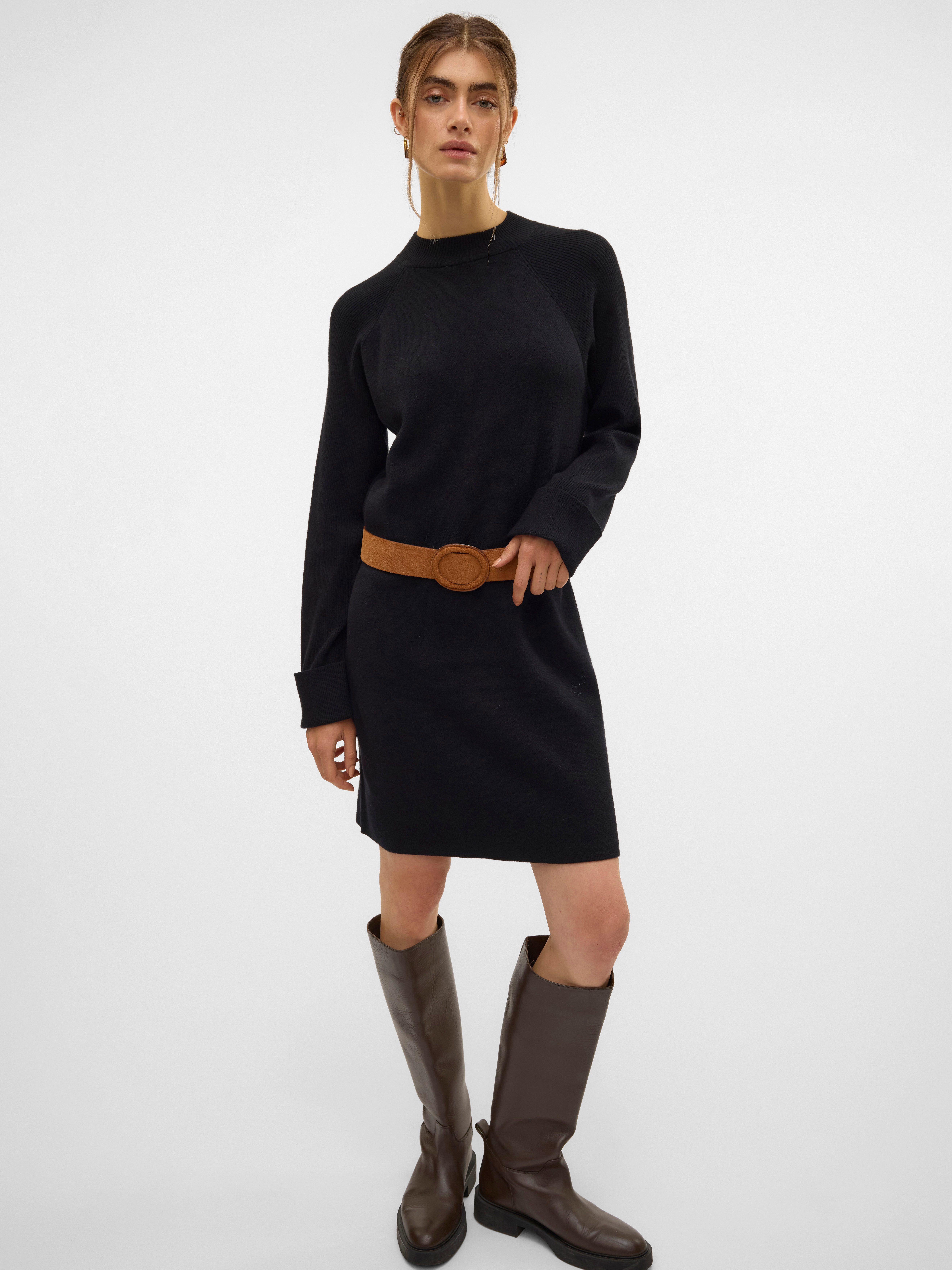 Vero Moda Gebreide jurk VMGOLD MIX LS HIGHNECK ABK DRESS GA